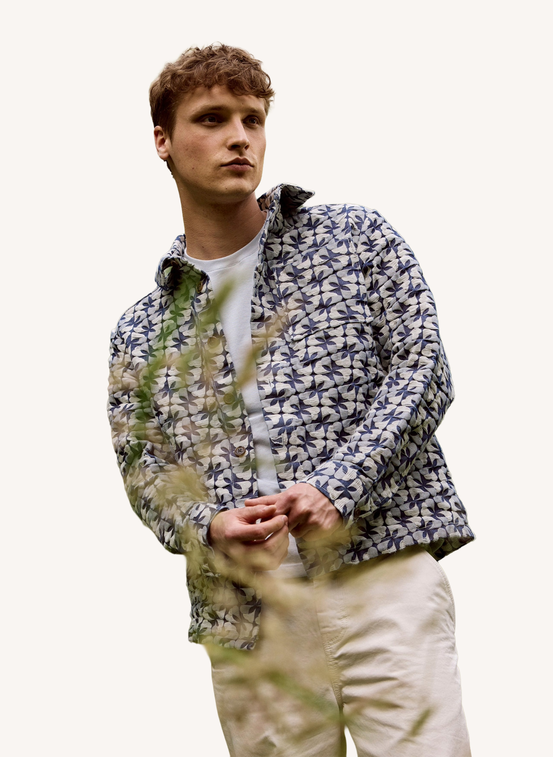 Surchemise droite en coton imprimé FAGUO Bleu