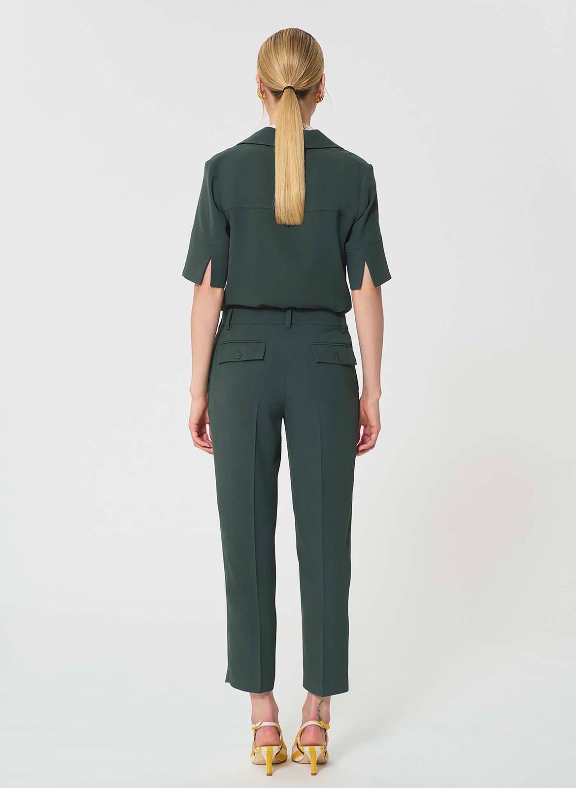 Pantalon carotte 7/8ème uni TARA JARMON Vert