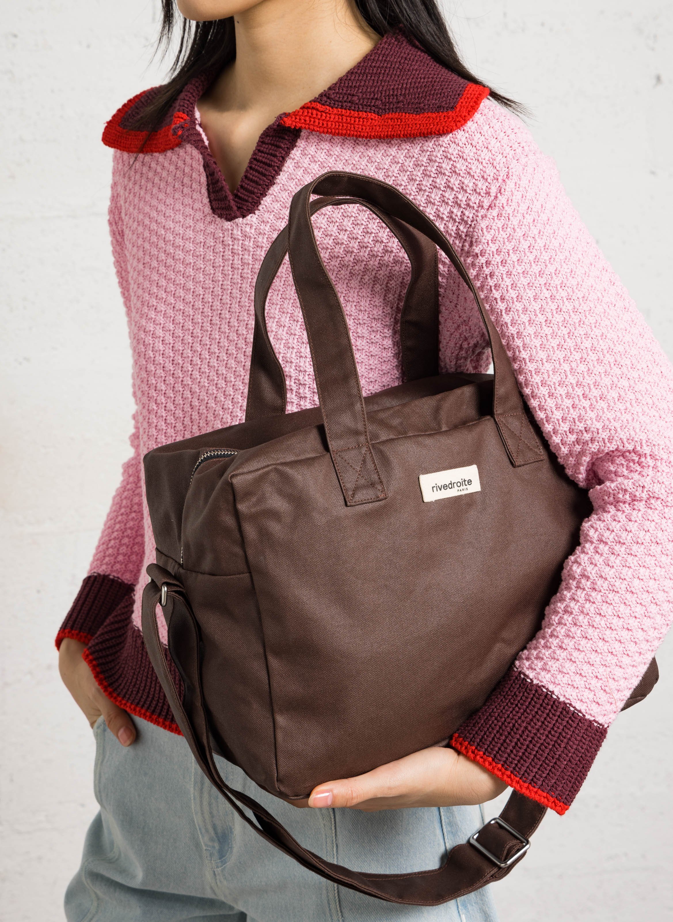 Weekend bag in blended cotton RIVEDROITE PARIS Brown