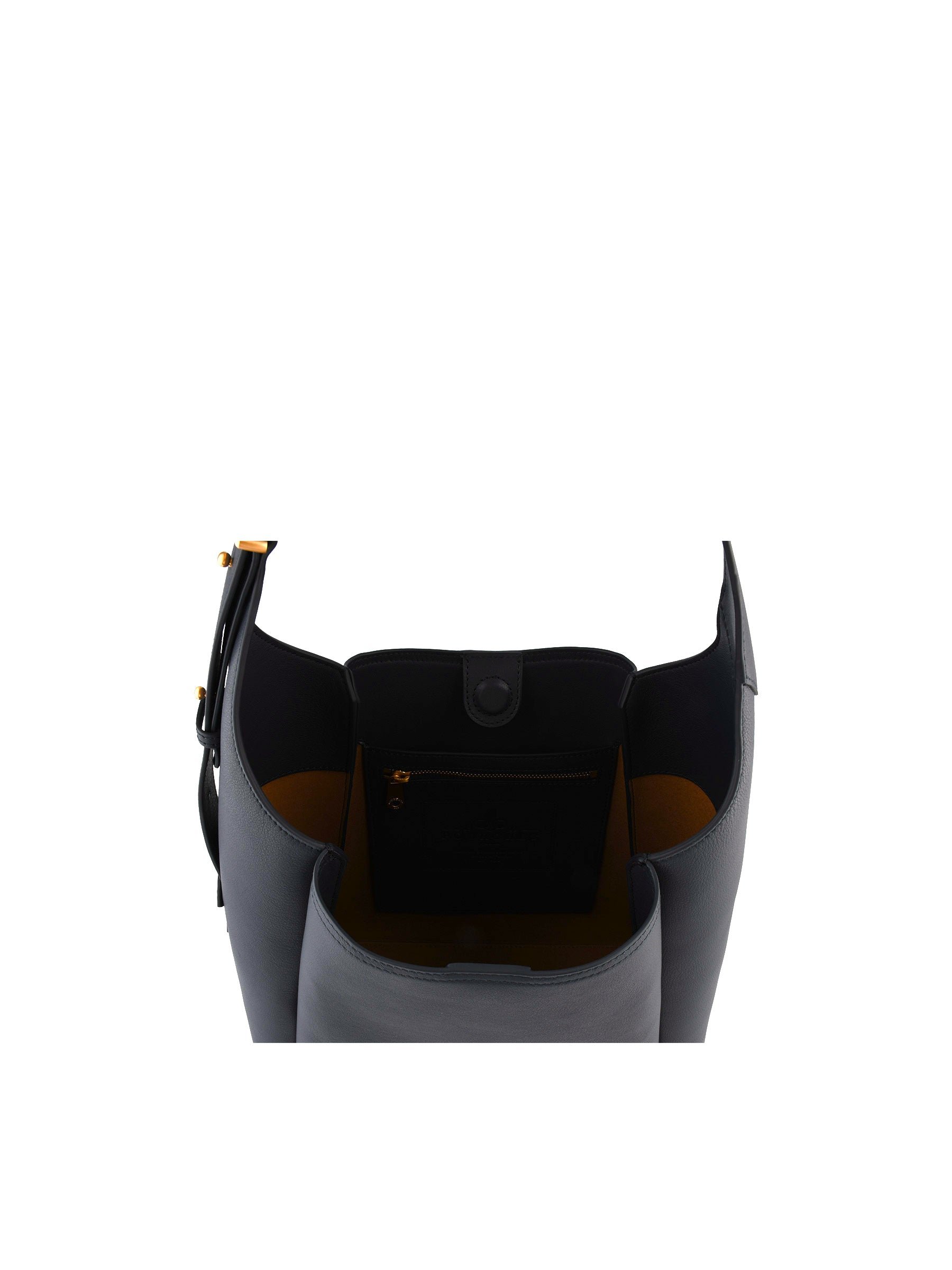 Sac porté épaule en cuir de vachette POURCHET Bleu