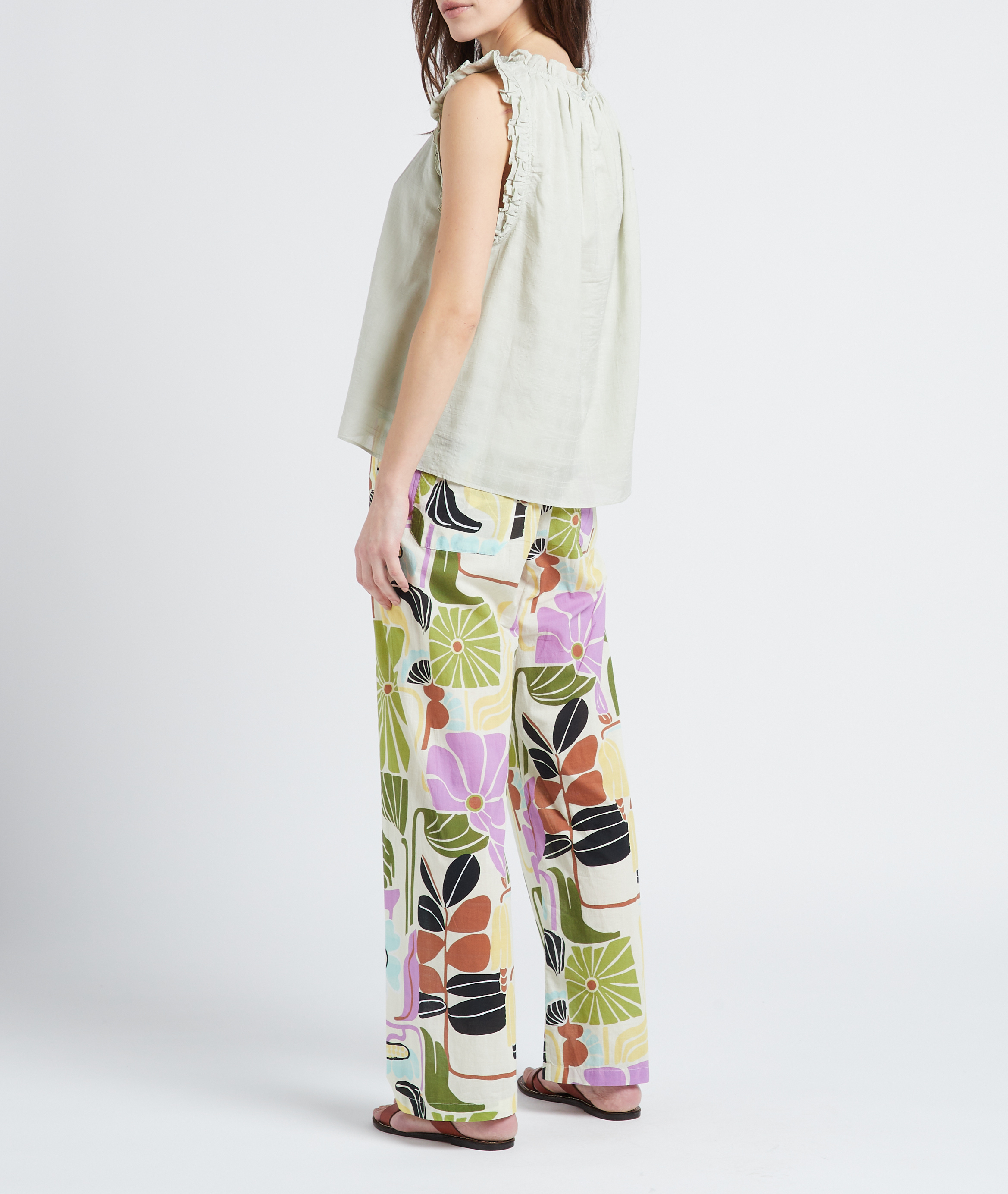 Pantalon droit en coton BELLEPIECE Multicolore