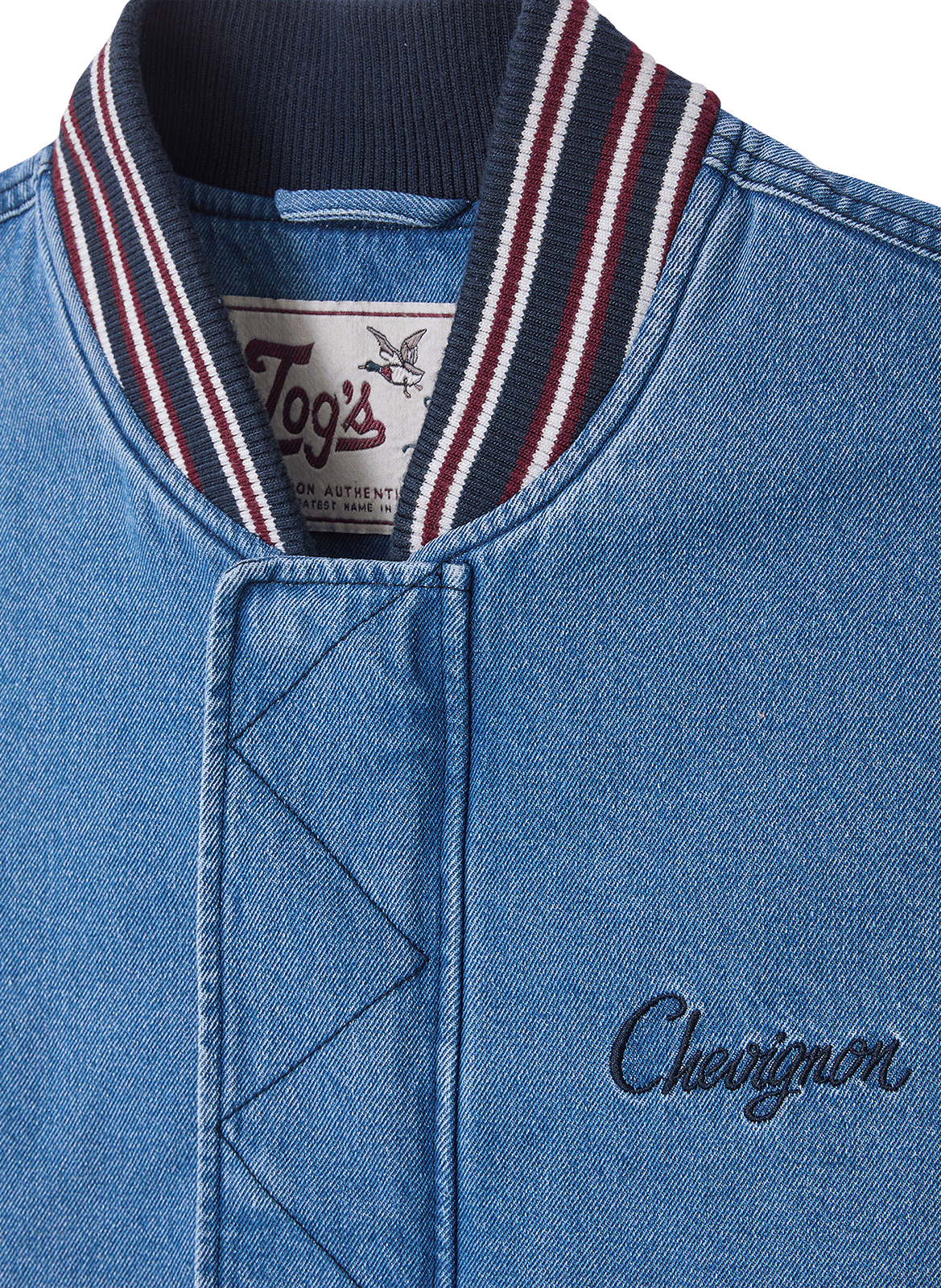 Veste col teddy en denim de coton CHEVIGNON Bleu