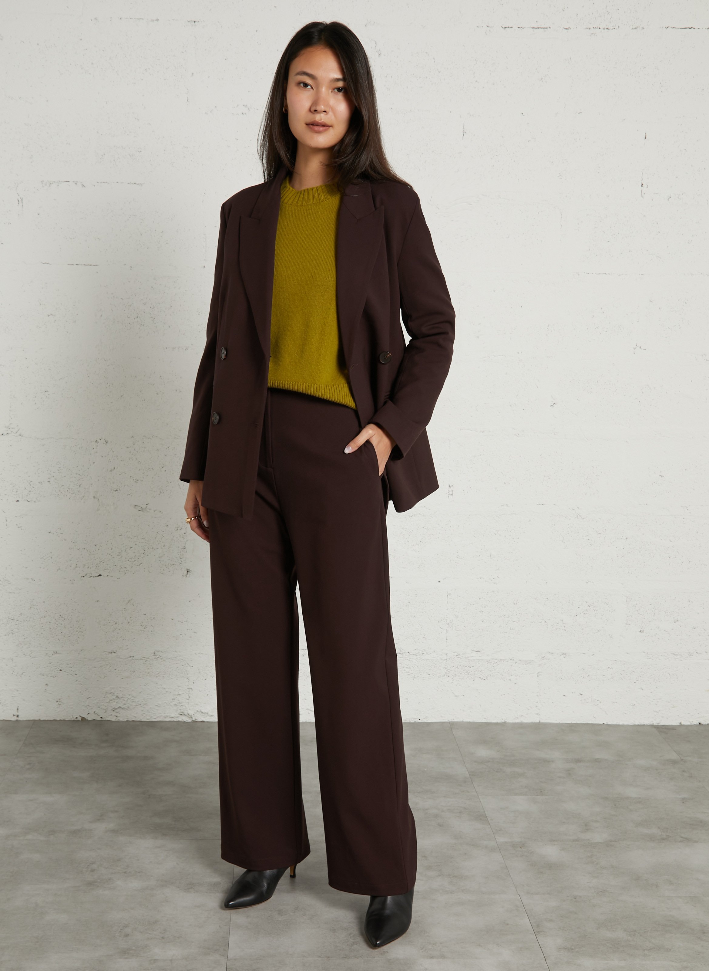 Azawood high-waisted wide-leg trousers SUNCOO Plums