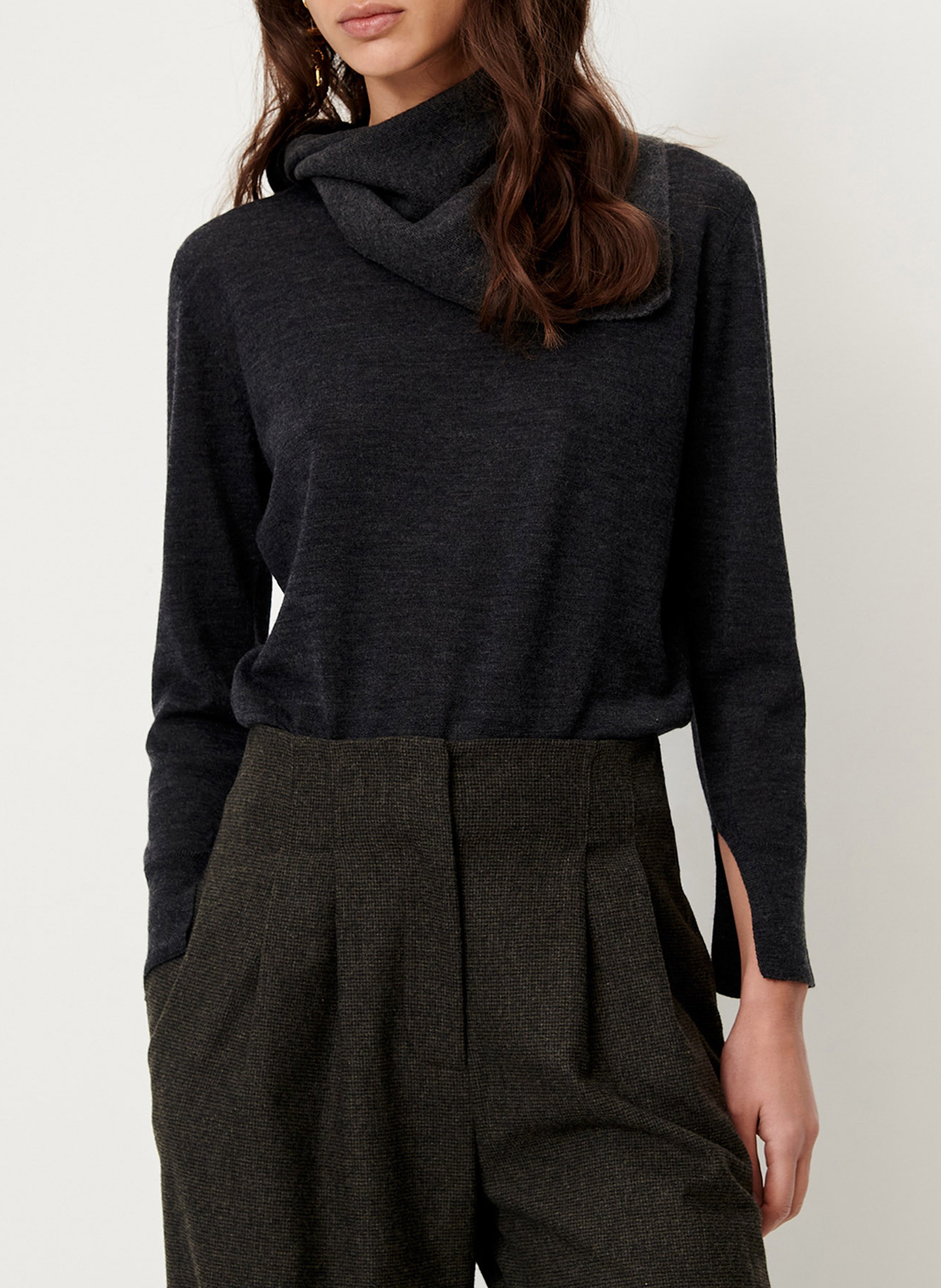 Gerade geschnittene Taillenhose mit Bundfalten | Grau SESSUN Damen