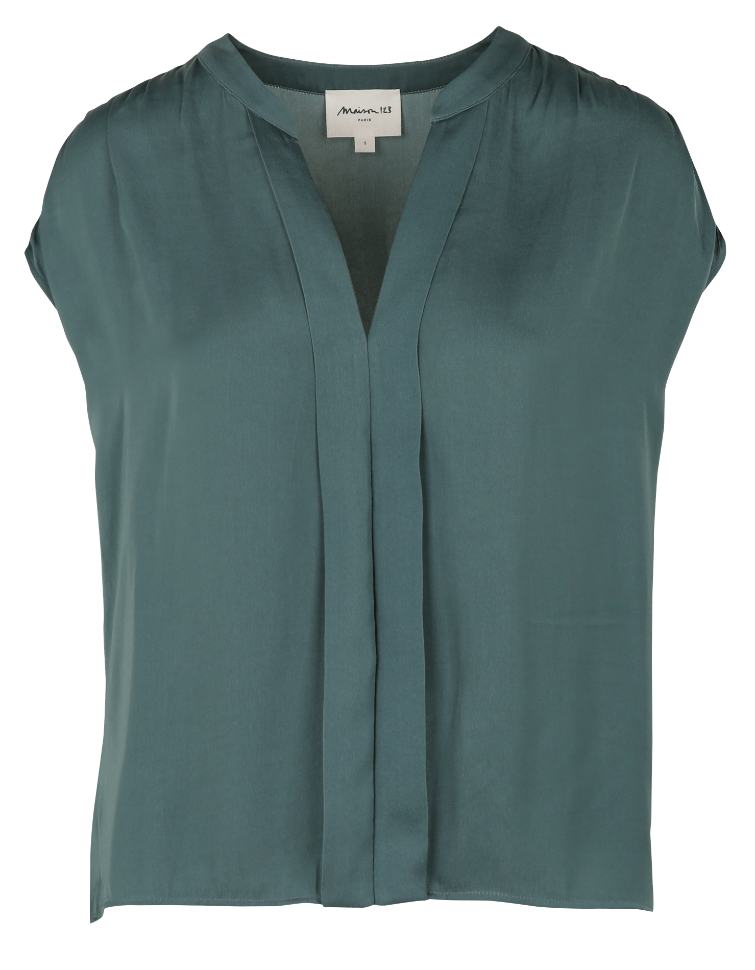 Oversized satin V-neck top MAISON 123 Blue