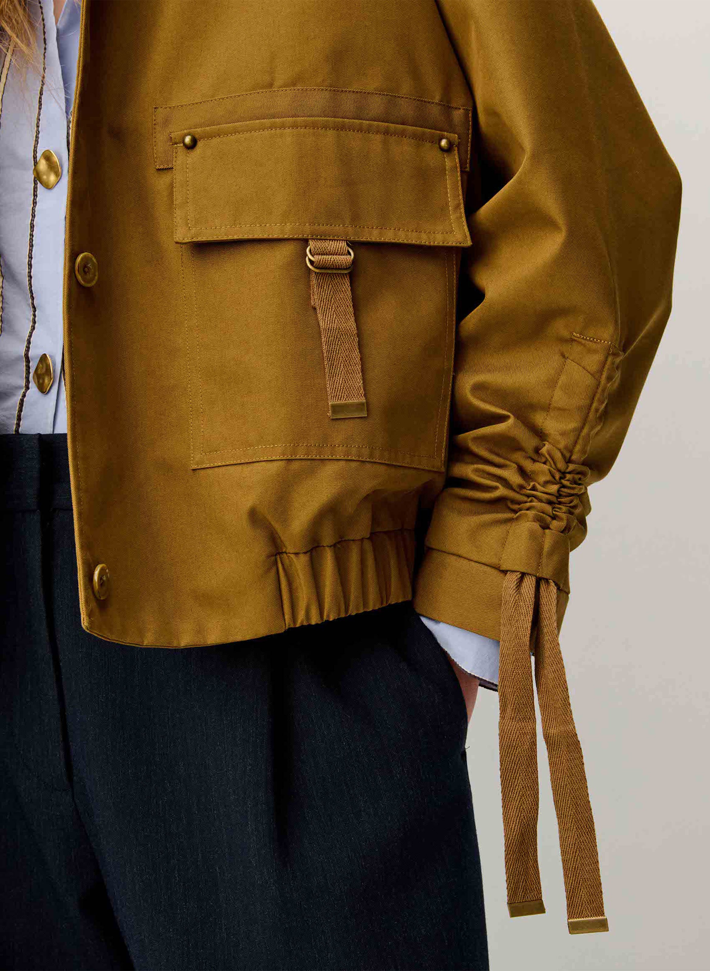 Blouson oversize col classique en coton mélangé SESSUN Marron