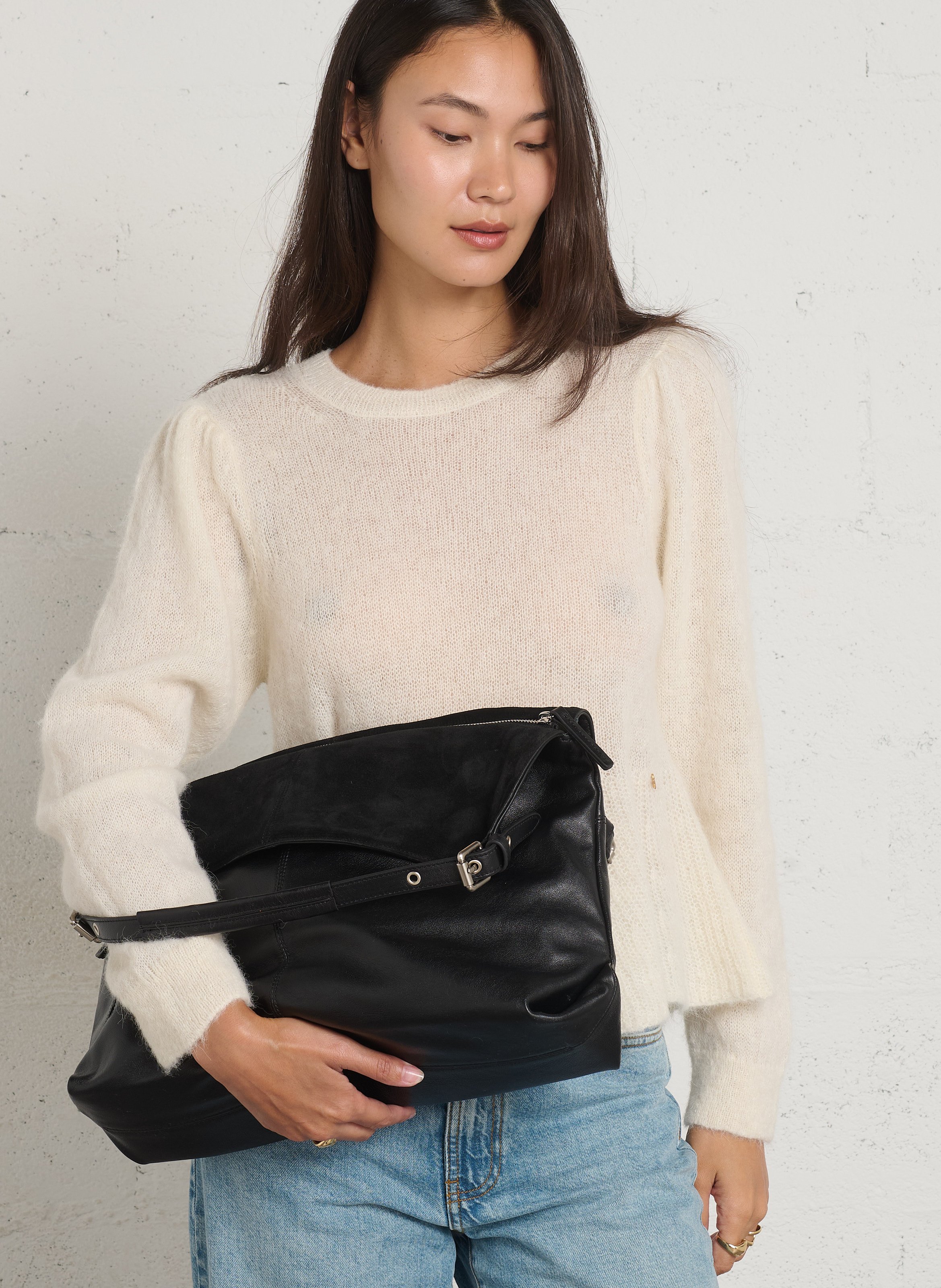 Sac porté épaule en cuir NAT & NIN Noir
