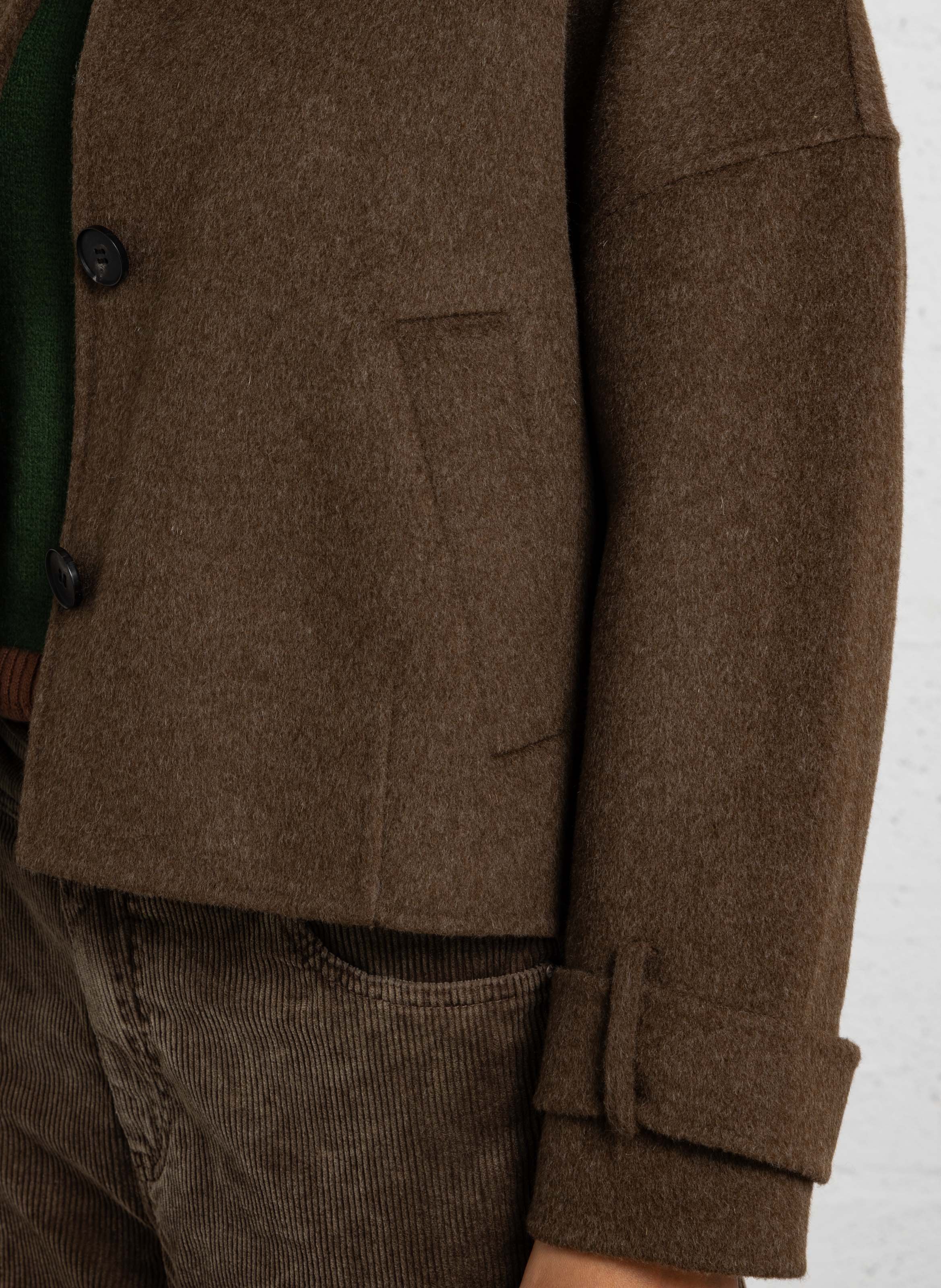 Manteau ample court en laine mélangée HARTFORD Marron