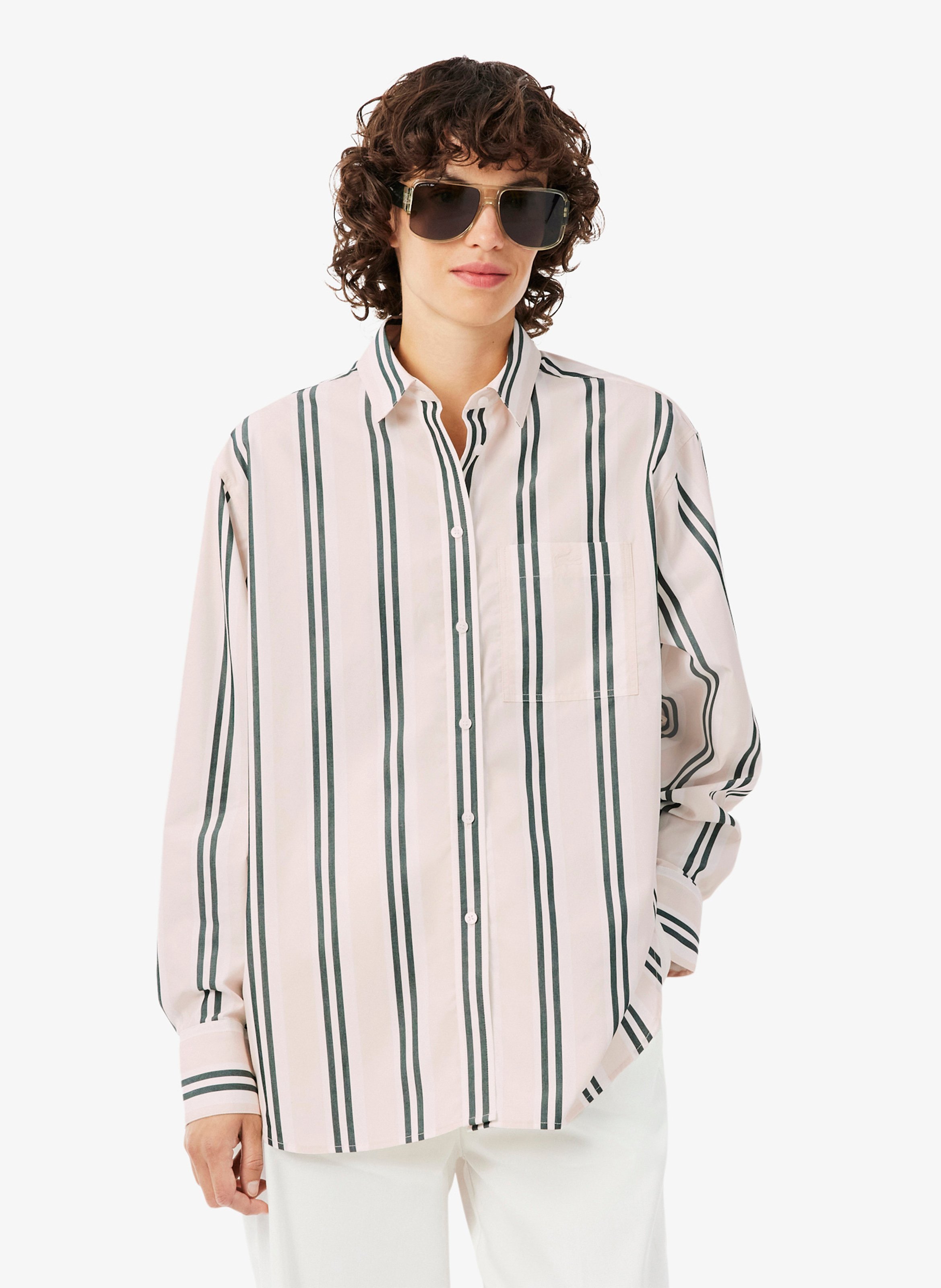 Chemise oversize col classique rayée en coton LACOSTE Multicolore