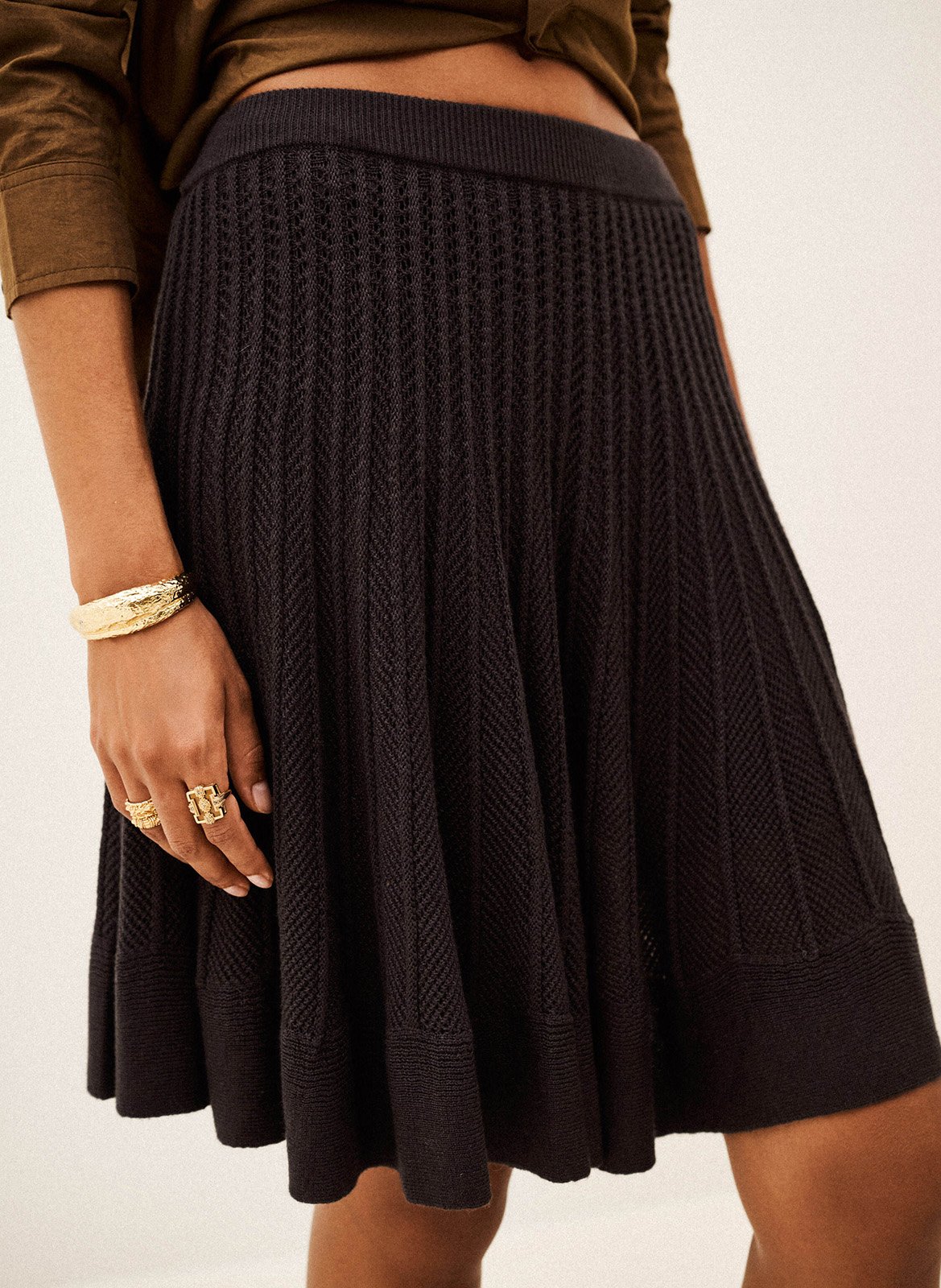 Korte, gerende tricot rok BA&SH Bruin