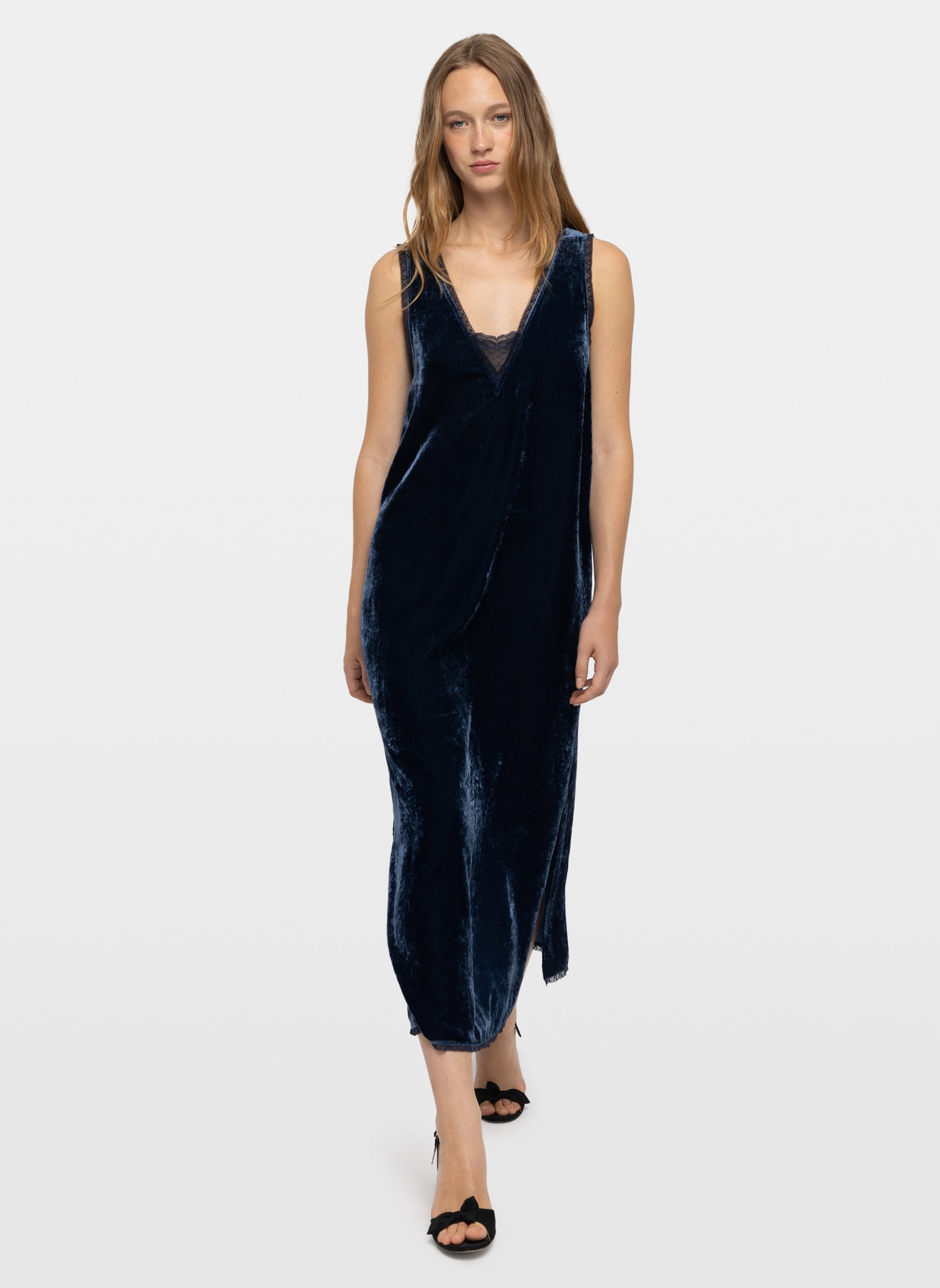 Lange rechte fluwelen jurk ZADIG&VOLTAIRE Blauw