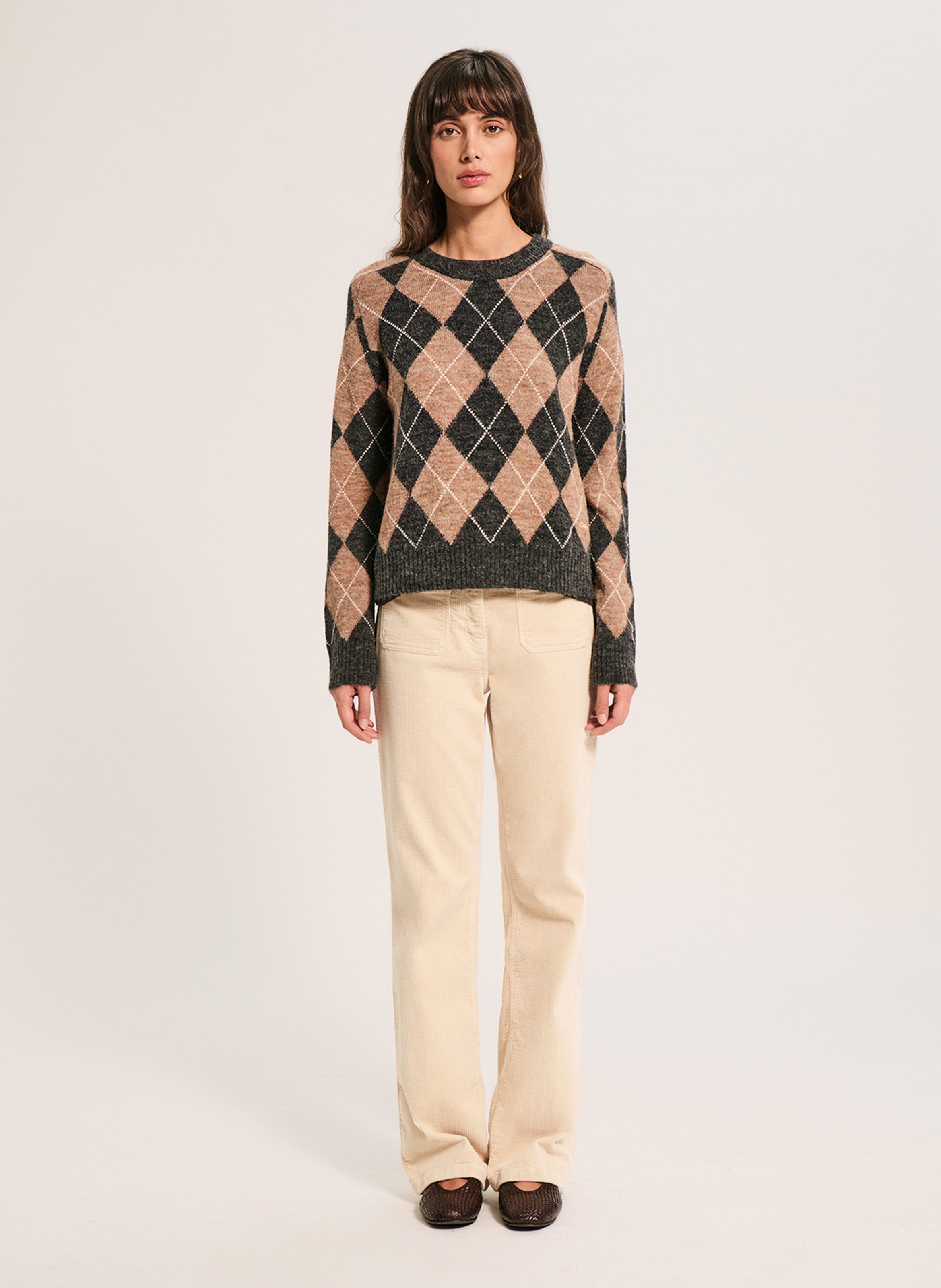 Pull droit col rond PABLO Marron