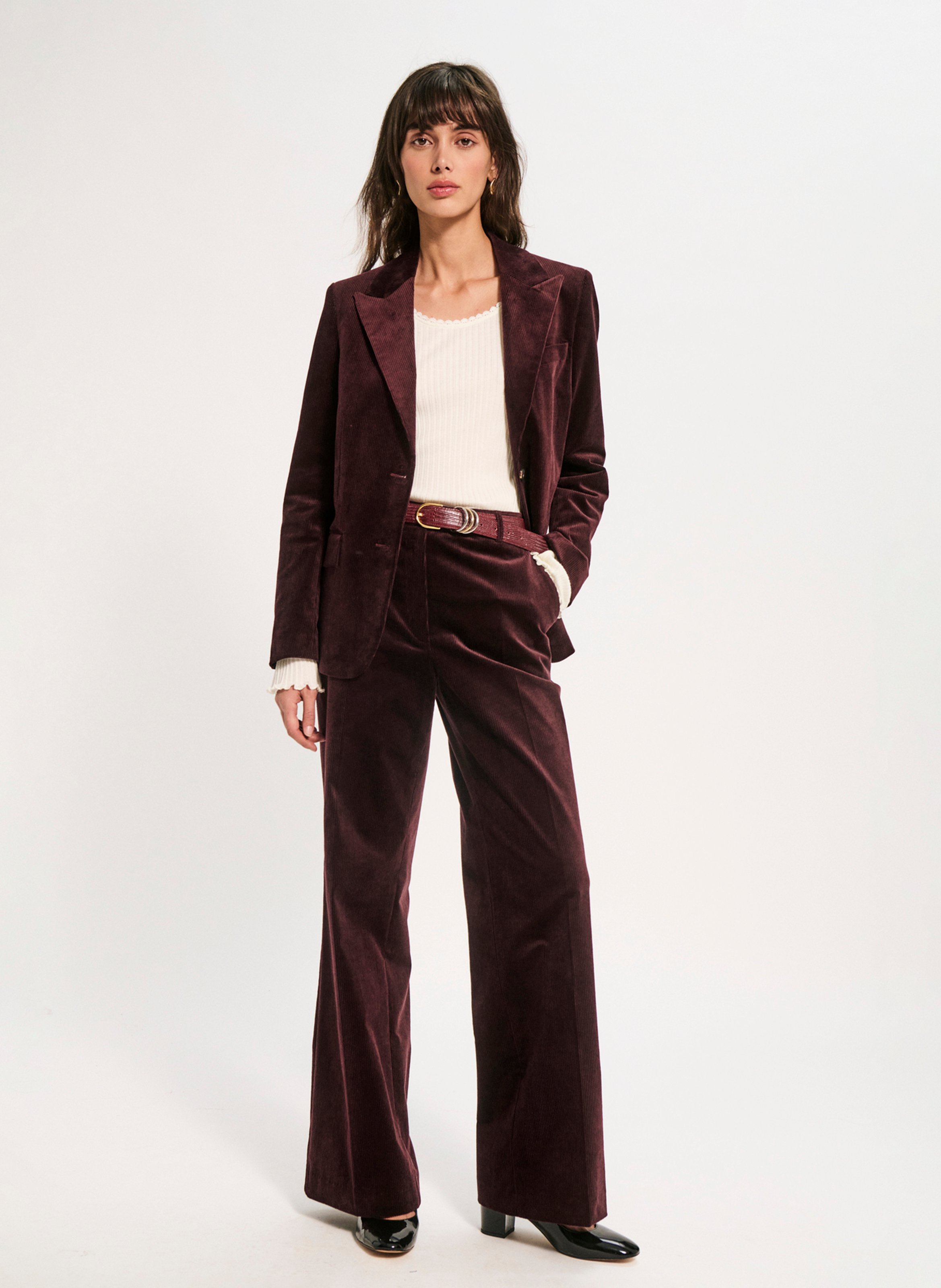 Pantalon droit en coton mélangé PABLO Rouge