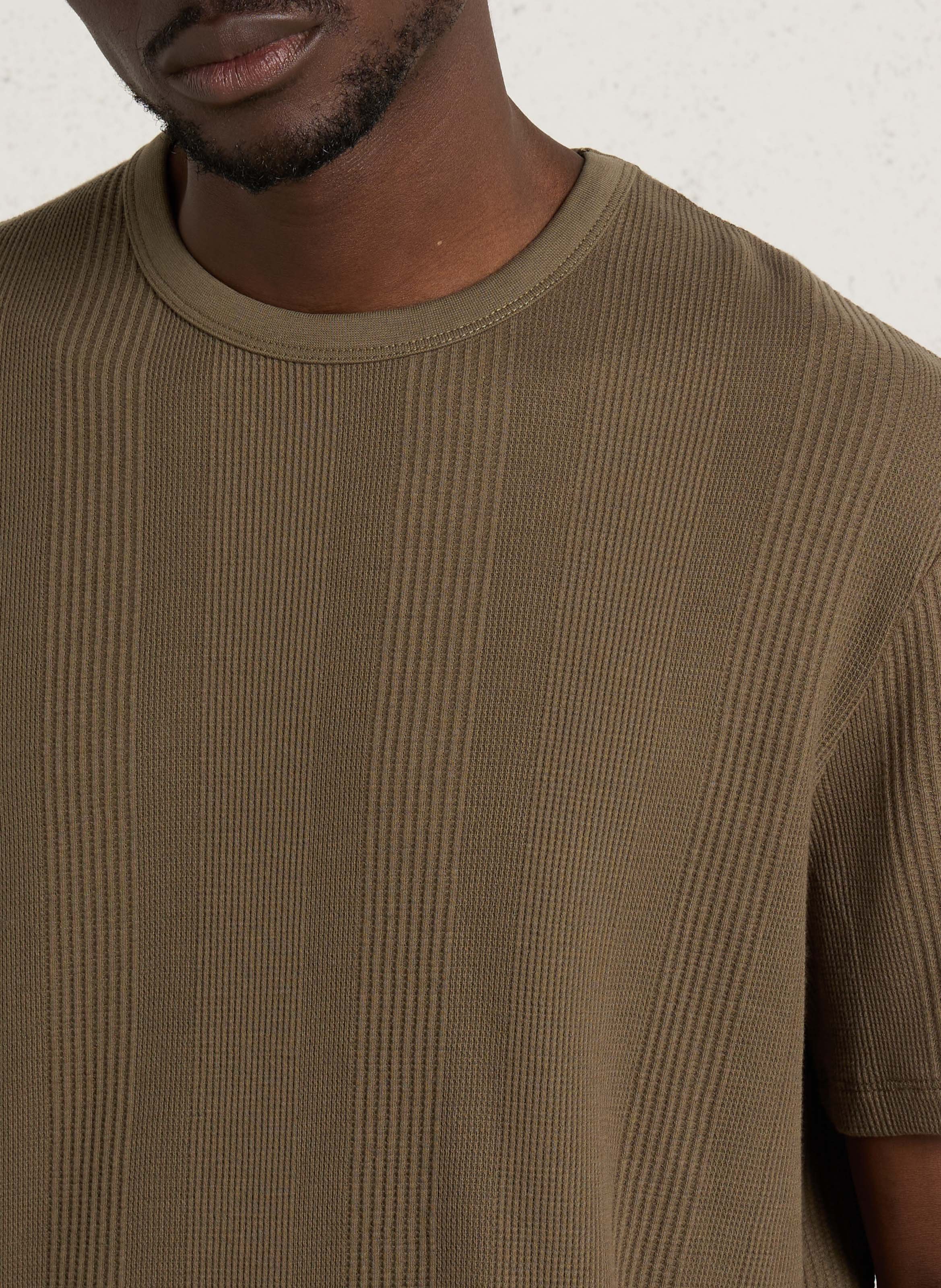 Geripptes, einfarbiges T-Shirt IKKS Khaki