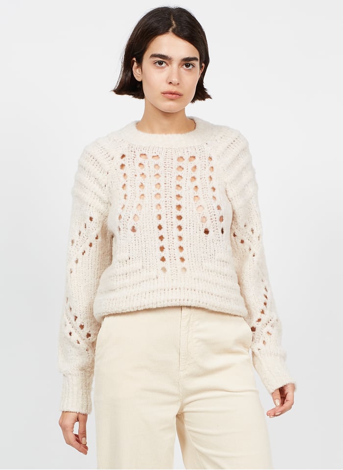 Roundneck Openworkknit Sweater Ecru Iro Women Place des Tendances