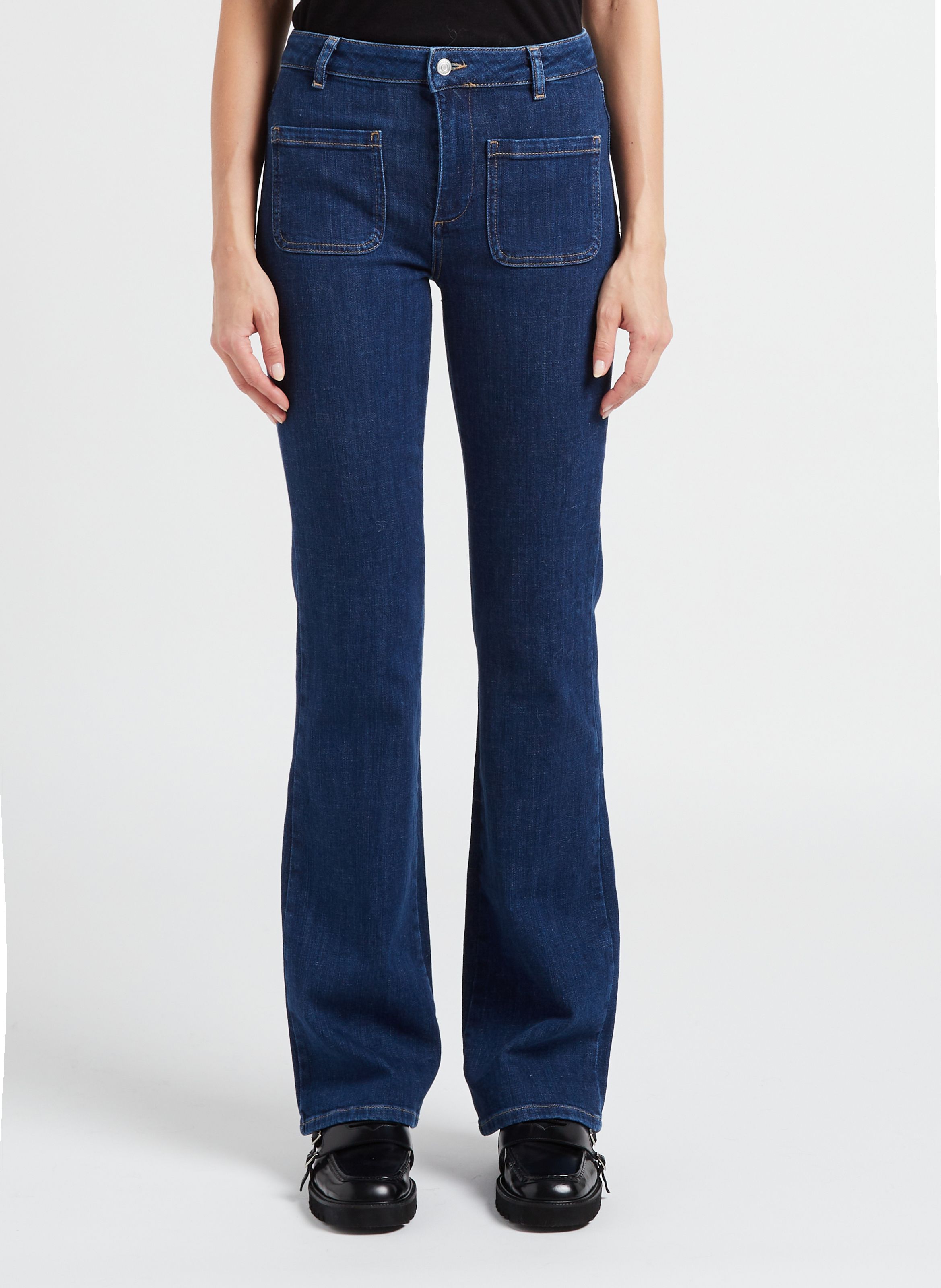 Jean Droit En Coton M lang Ross Bluejeans Ba sh Femme Place