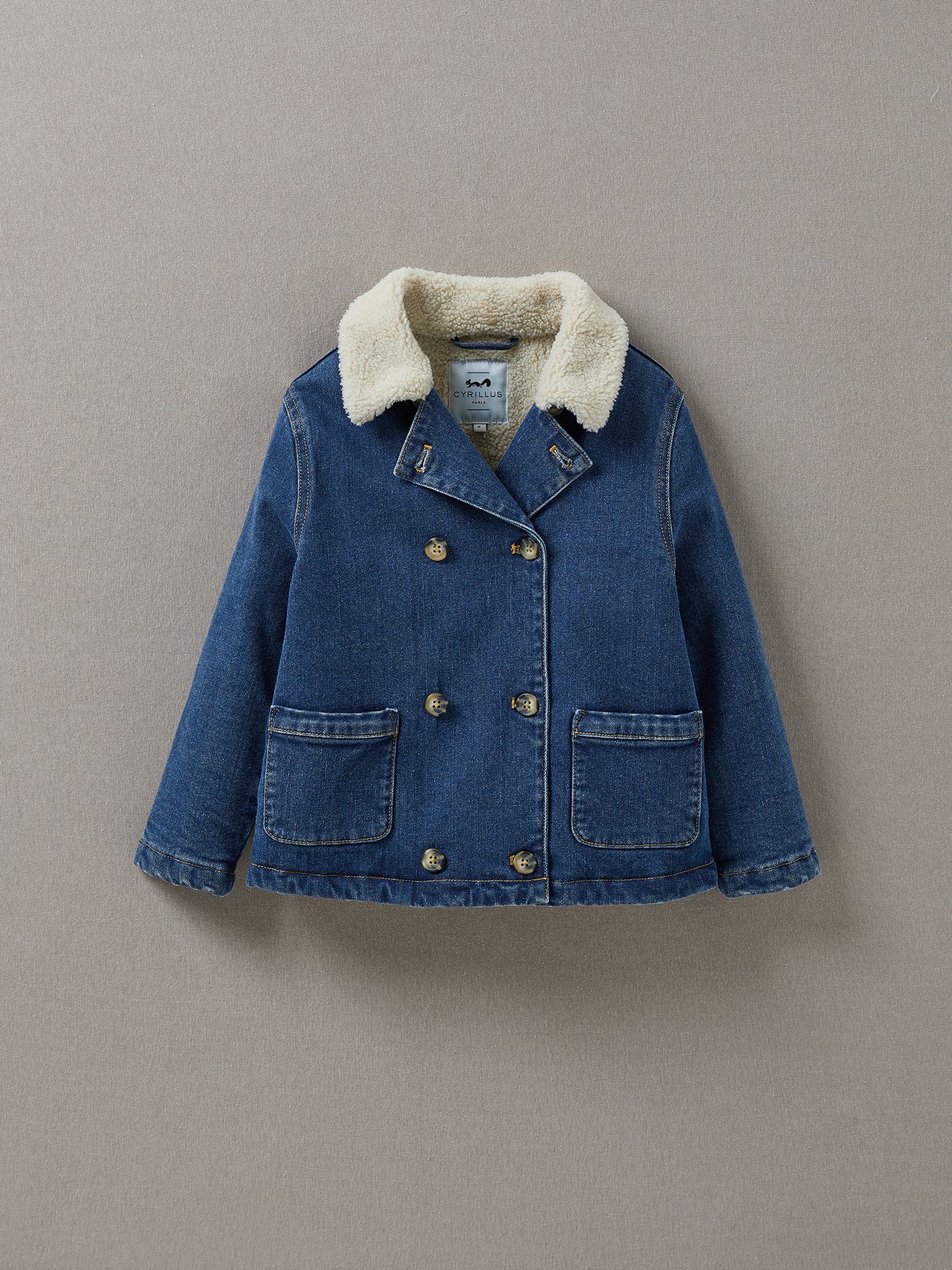 Veste En Jean Doubl e Sherpa Denim Stone Cyrillus Enfant Place