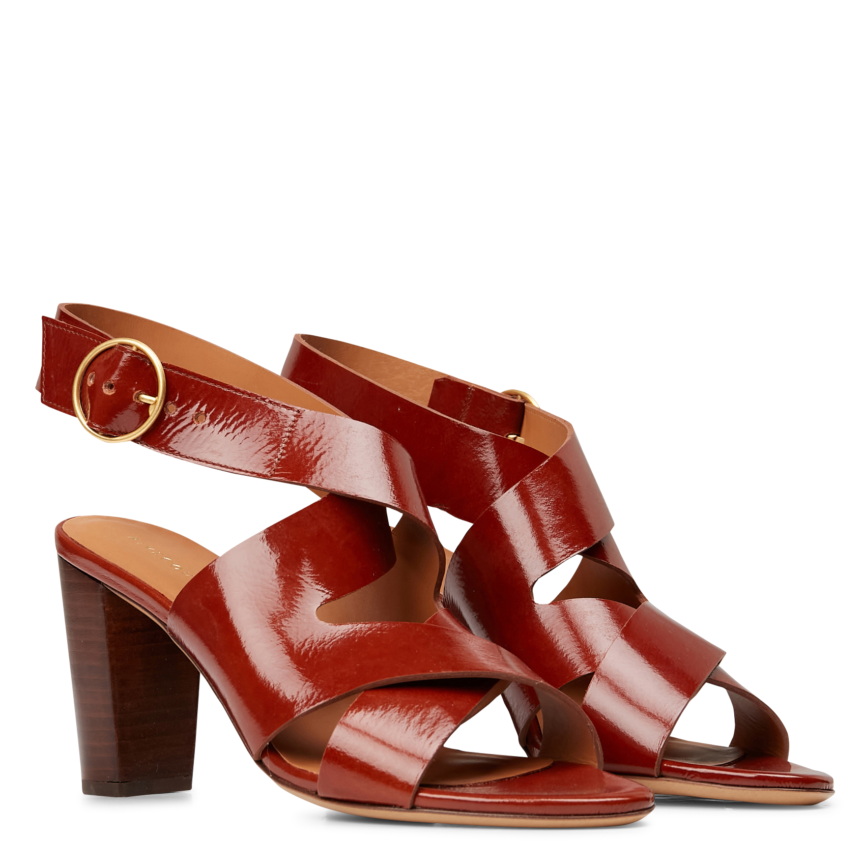 Sandales à talons en cuir métallisé RIVECOUR Marron