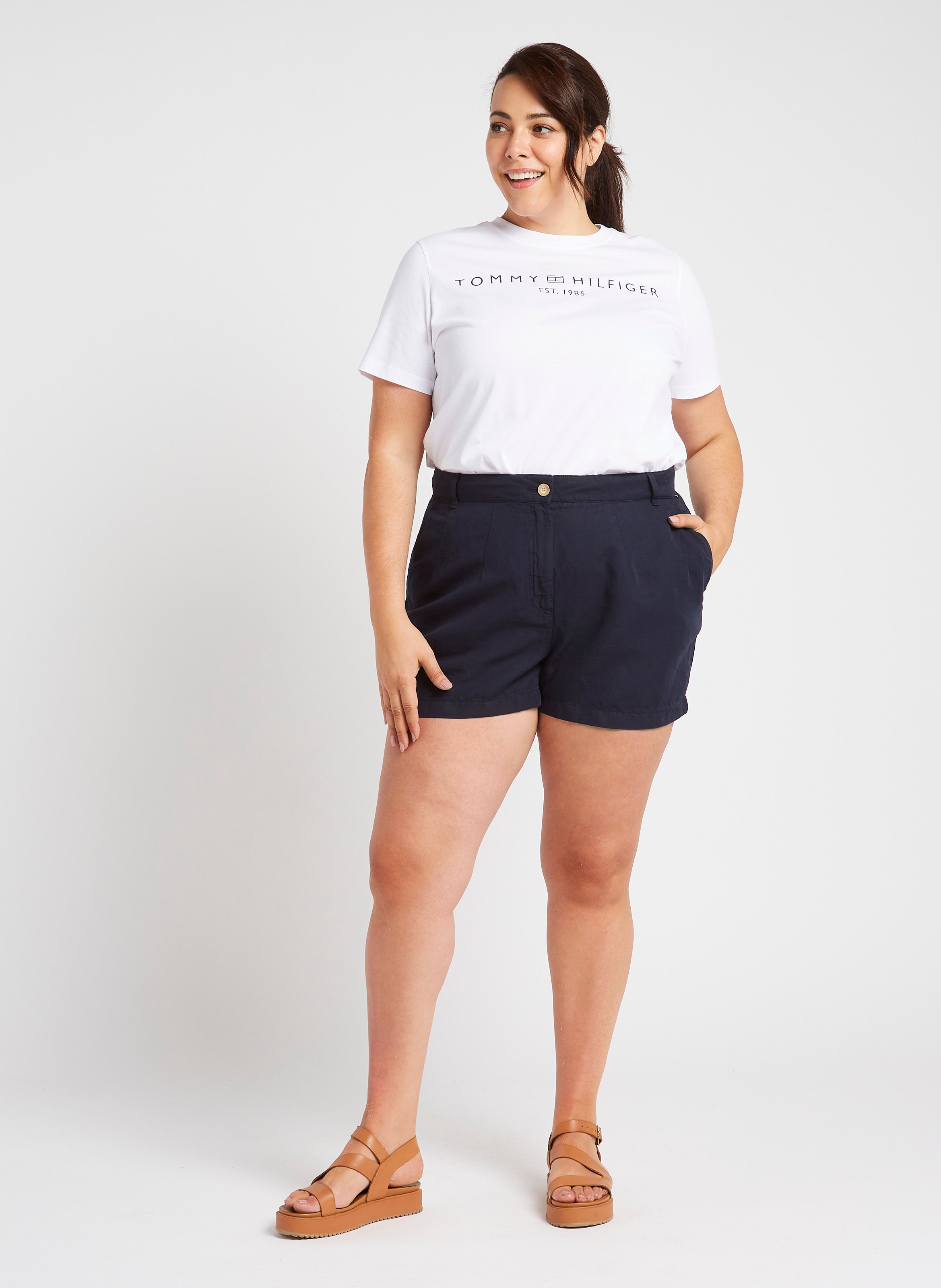 Short droit en coton organique mélangé TOMMY HILFIGER Bleu