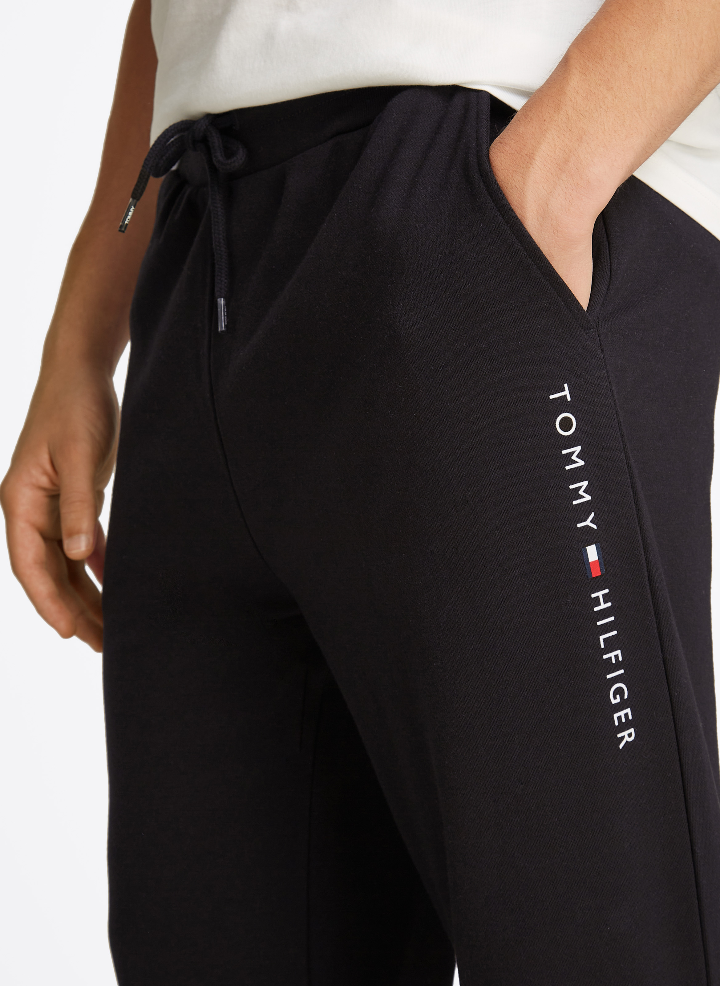 Cotton-blend loungewear track pants TOMMY HILFIGER Black