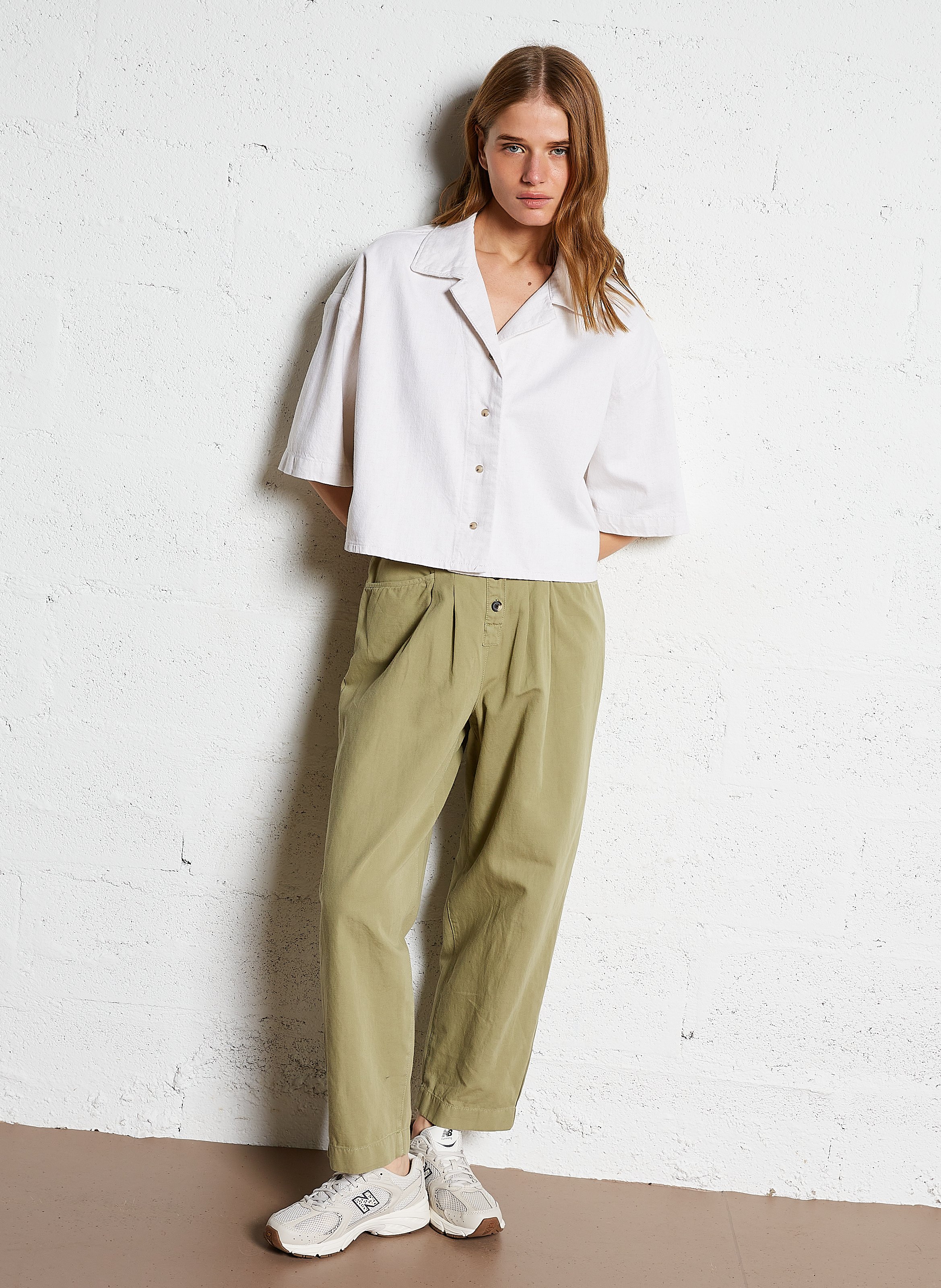 Camisa asimétrica de mezclilla Blanco