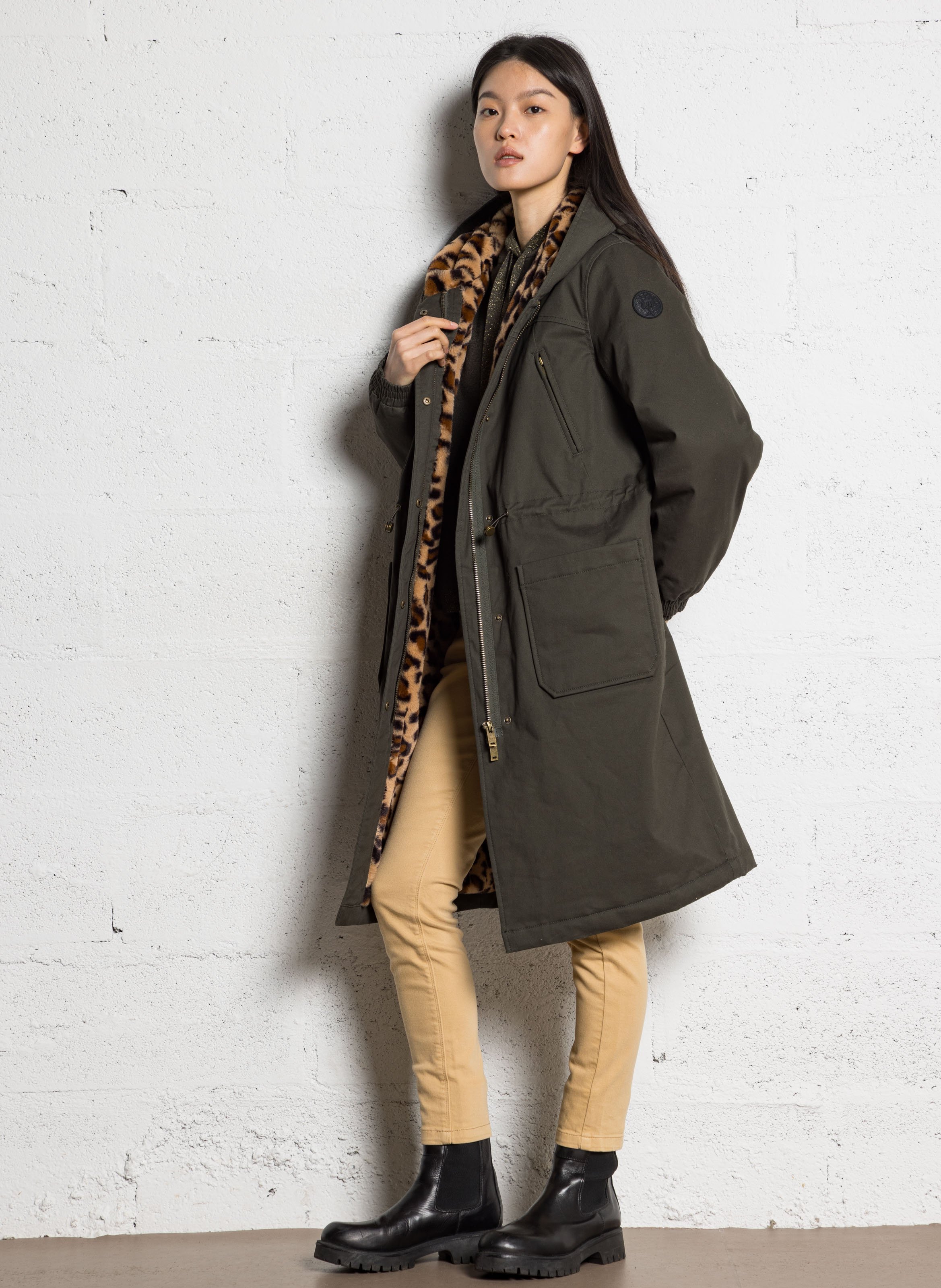 Rechte jacquard jas  ONE STEP Groen