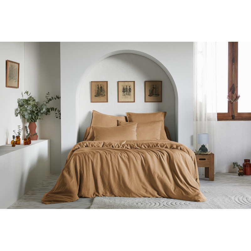 "Lysandre" duvet cover, all sizes, made of lyocell, butterfly effect L'EFFET PAPILLON Brown