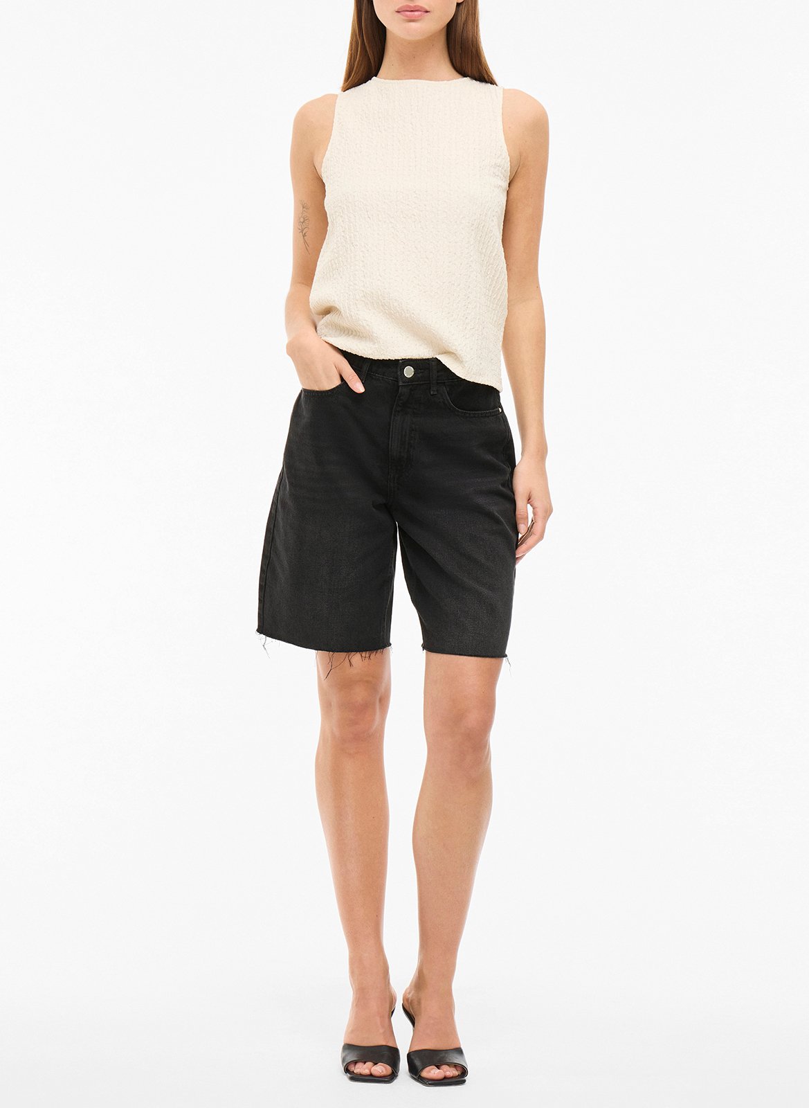 Bermuda droit en coton mélangé VILA Noir