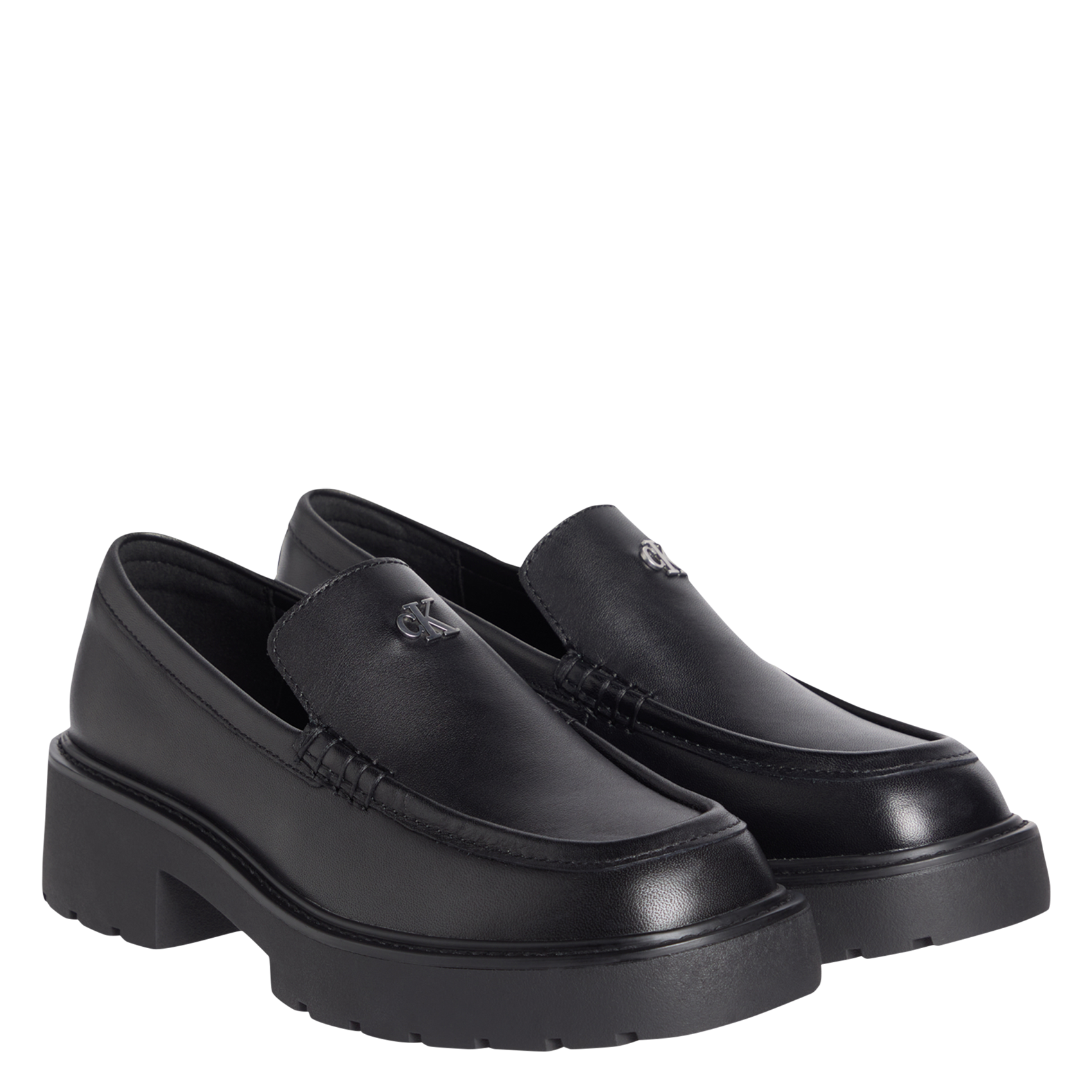 Heeled leather loafers CALVIN KLEIN Black