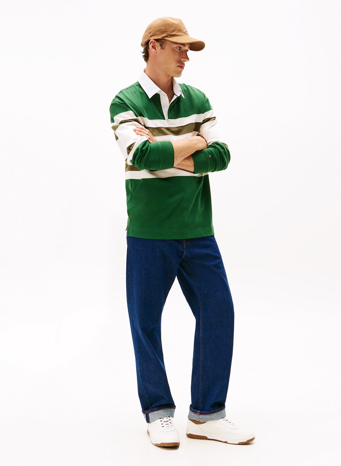 Baskets basses en cuir mélangé TOMMY HILFIGER Beige