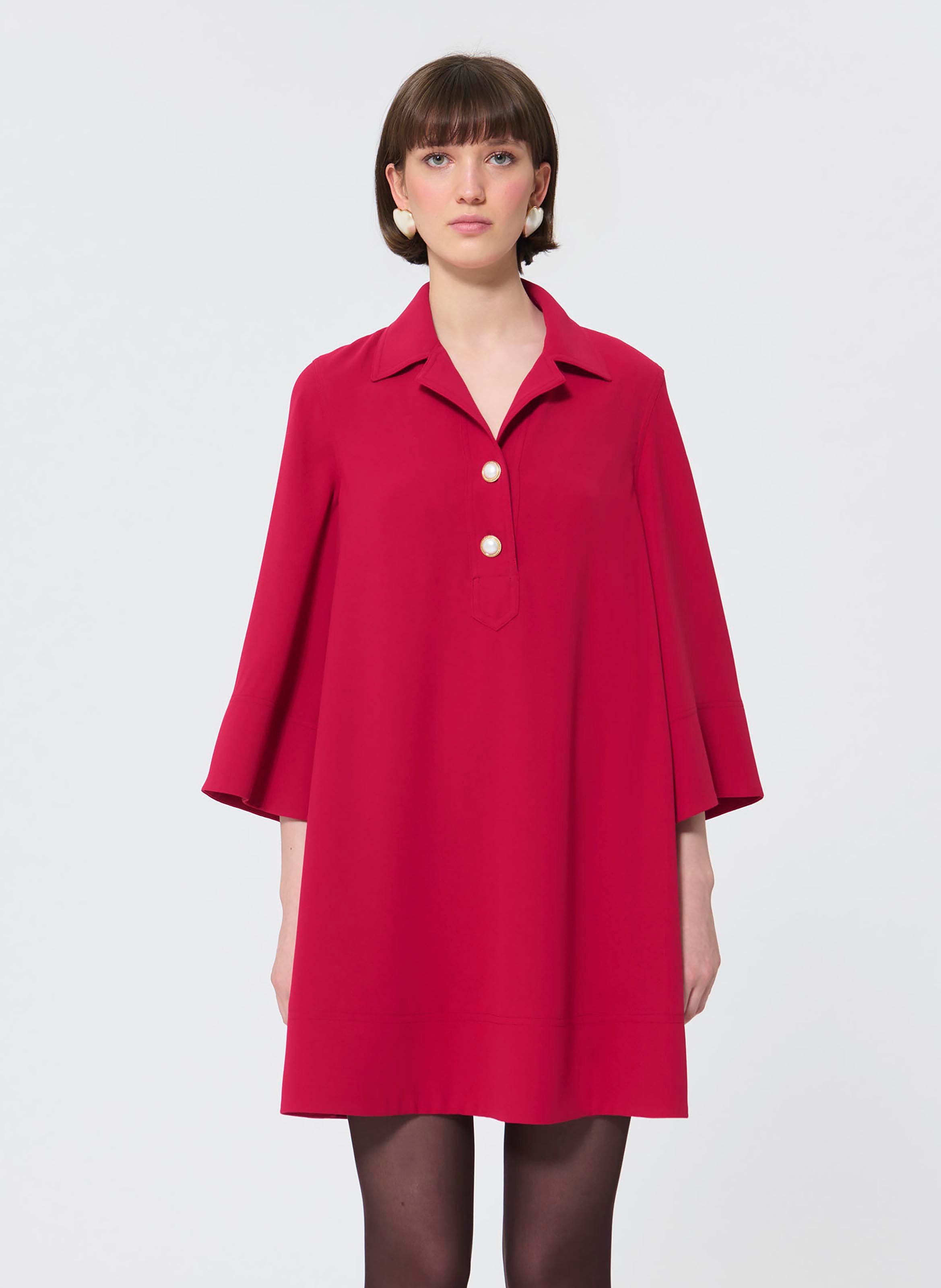 Short straight dress with 3/4 flared sleeves TARA JARMON Red