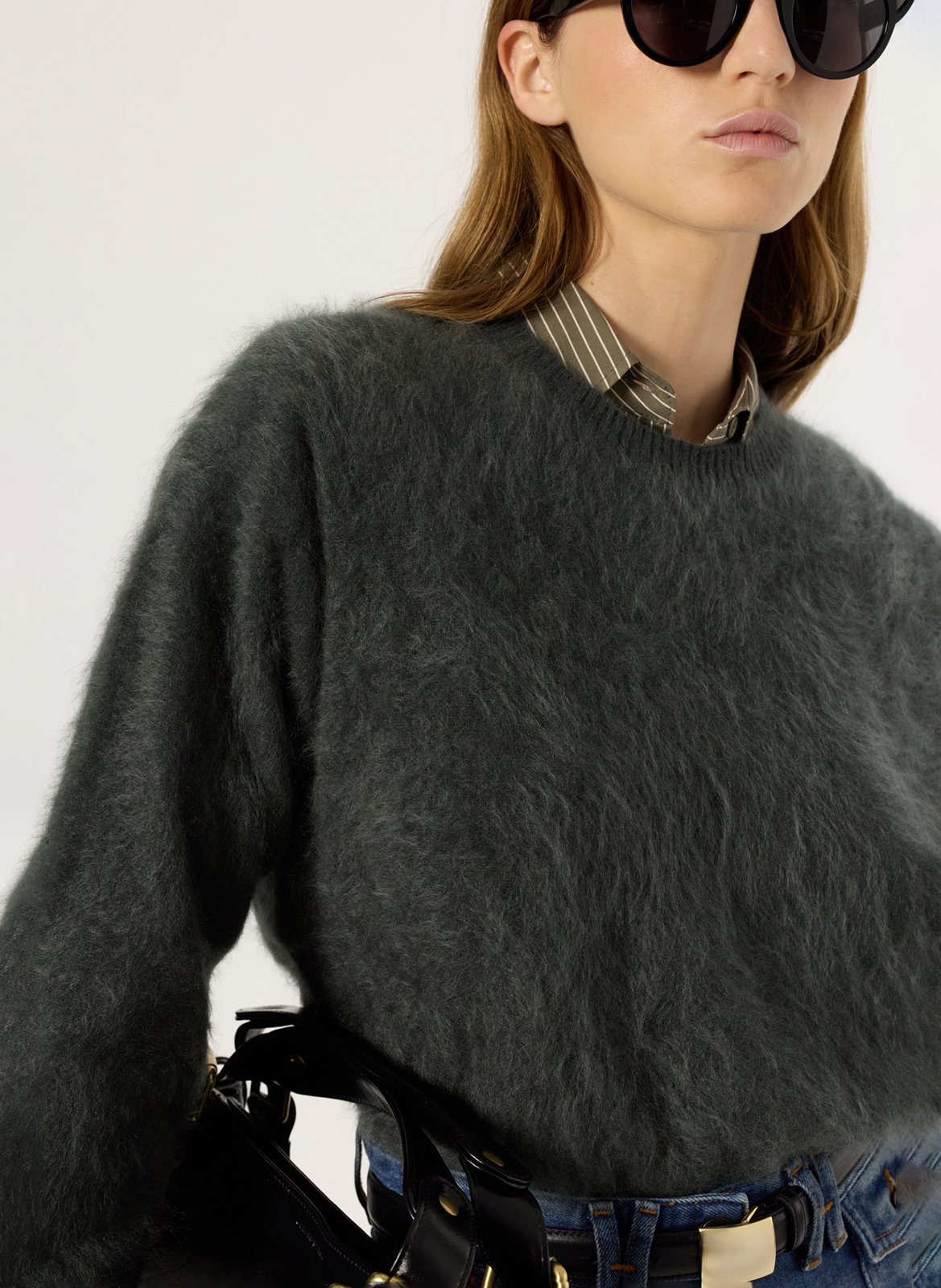 Pull col rond en cachemire GERARD DAREL Kaki