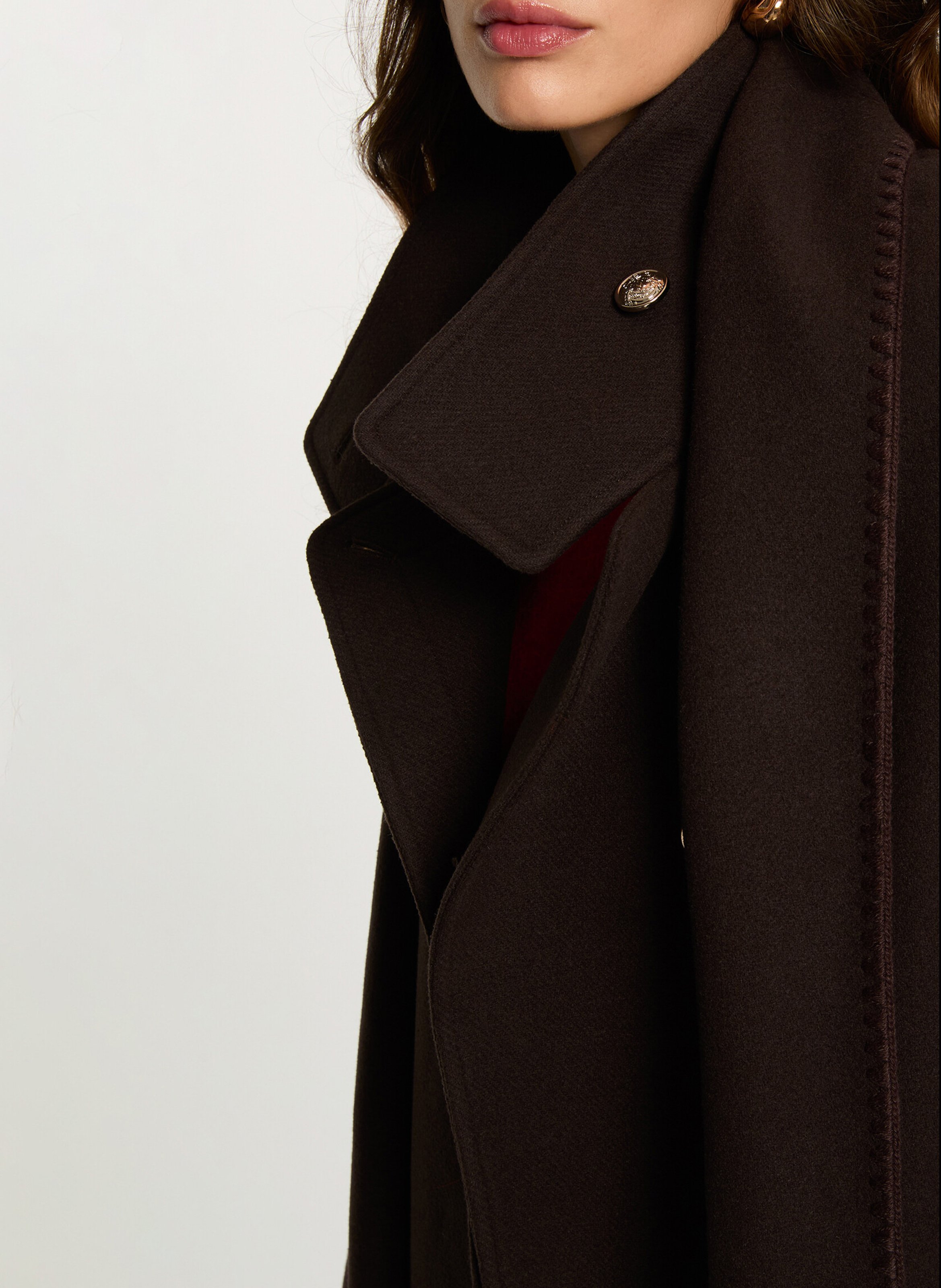 High collar coat MORGAN Brown