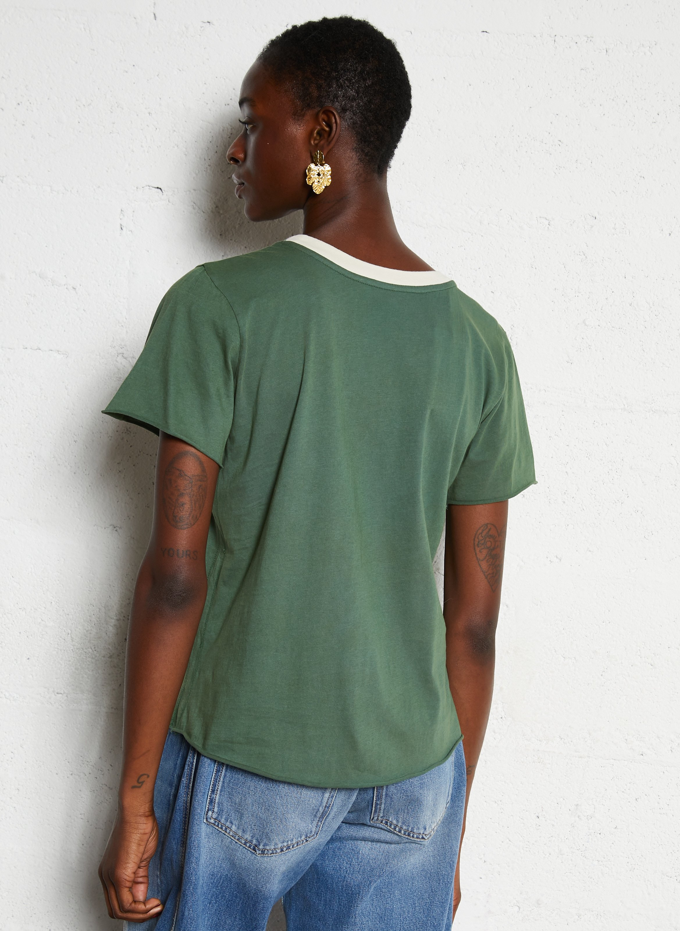 T-shirt van biokatoen met ronde hals LEON & HARPER Groen