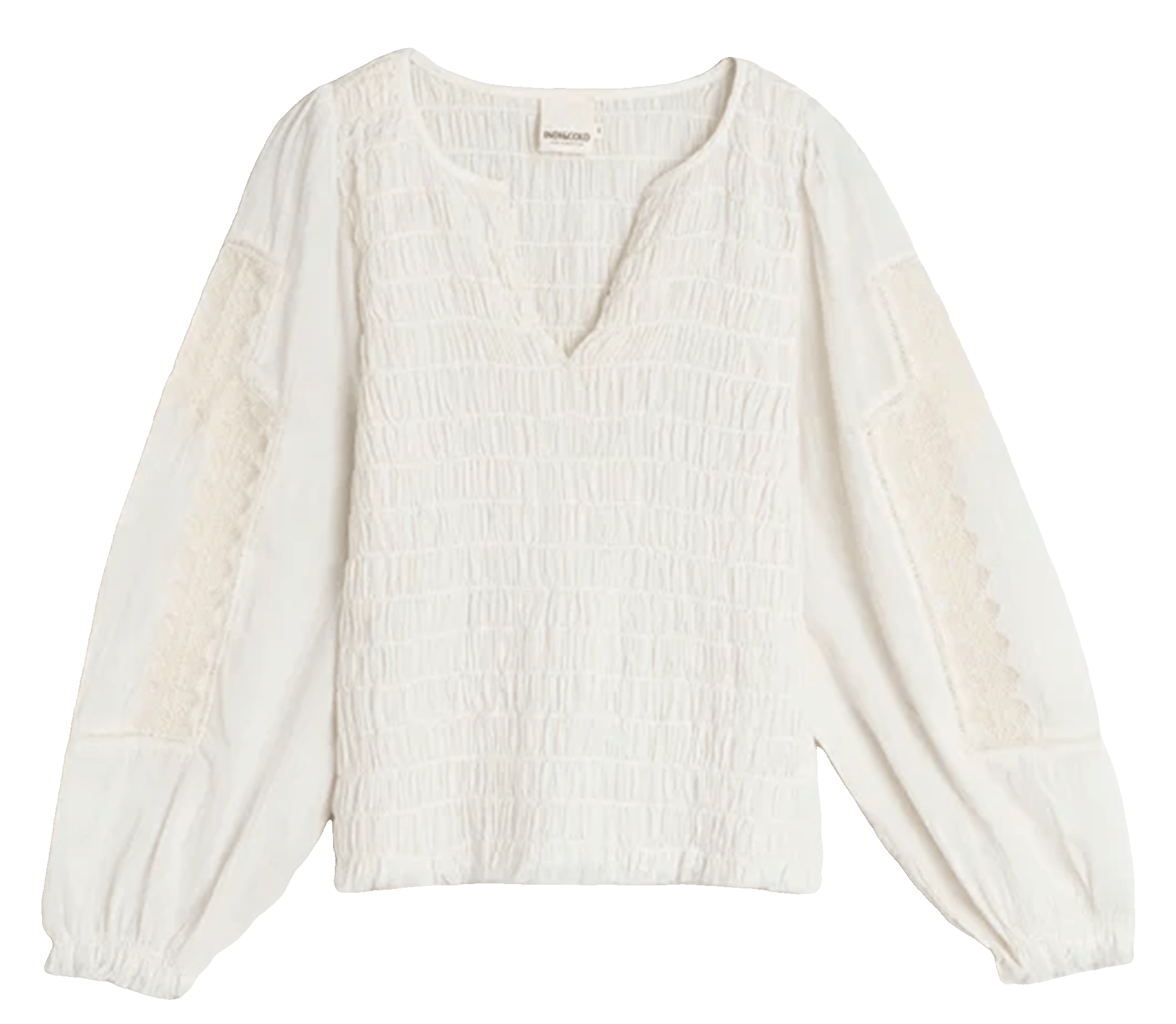 Fitted organic cotton V-neck top. INDI & COLD White