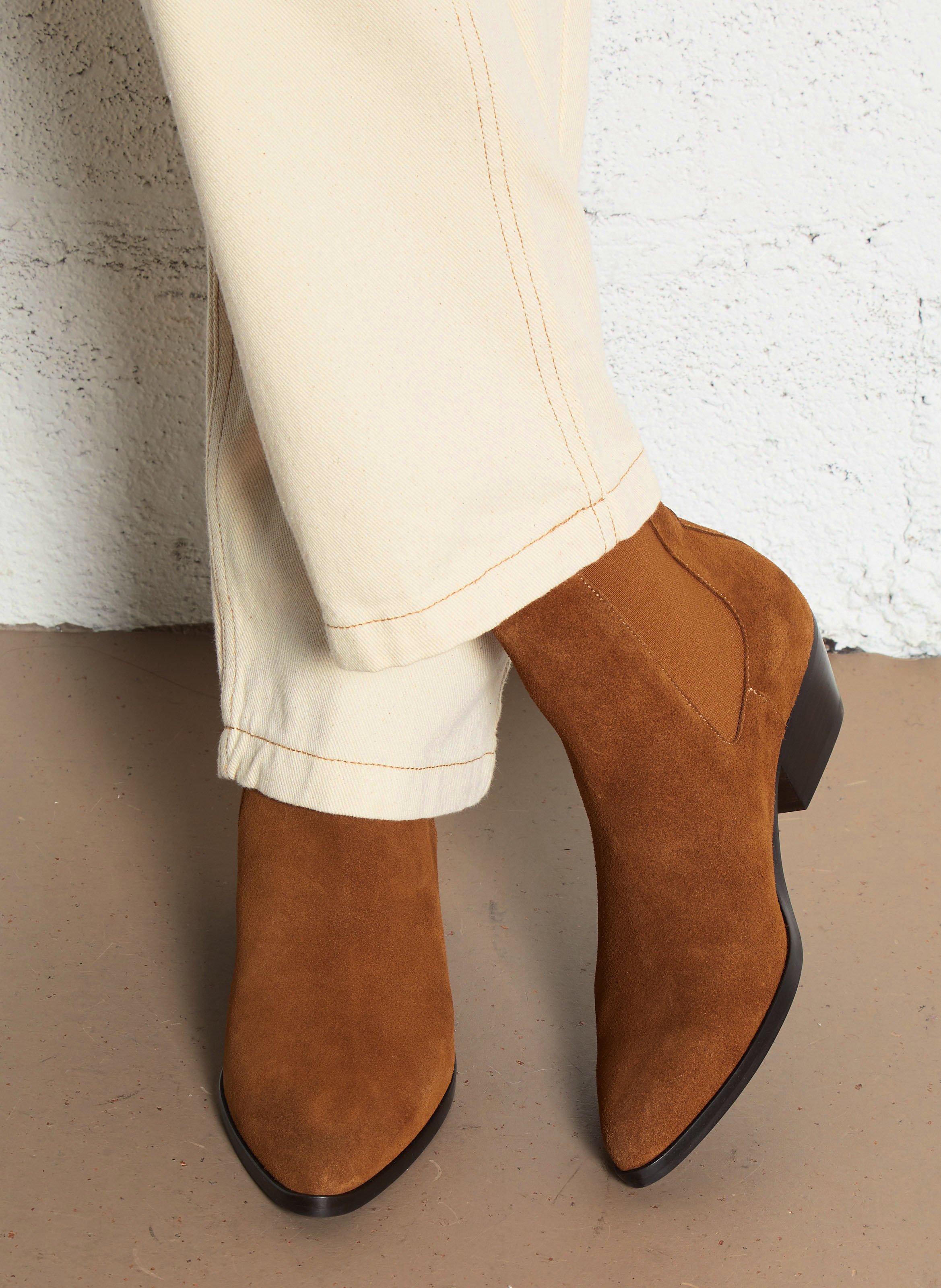 Chelsealaarzen van suèdeleer REQINS Bruin