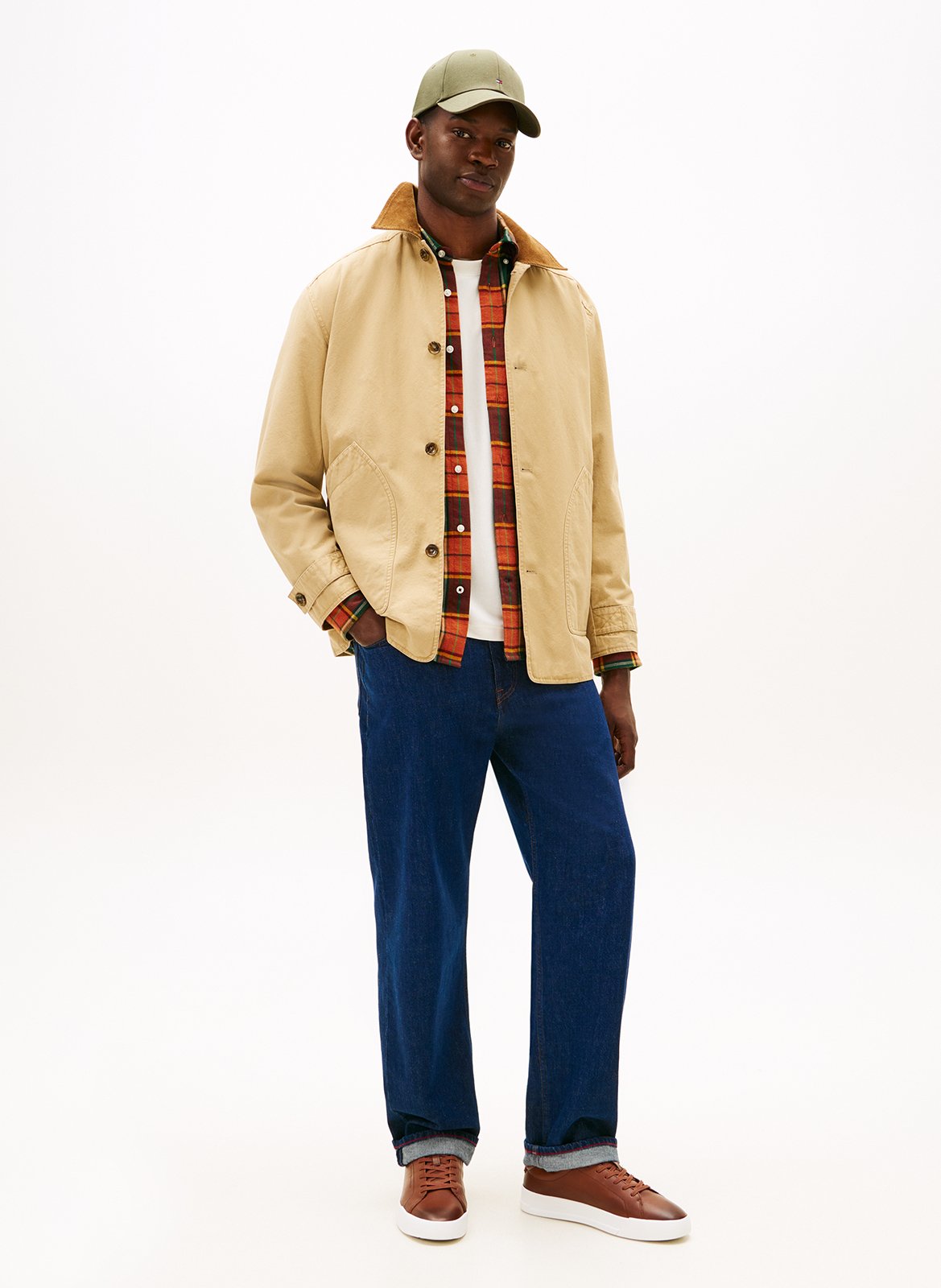 Baskets basses à lacets en cuir TOMMY HILFIGER Marron