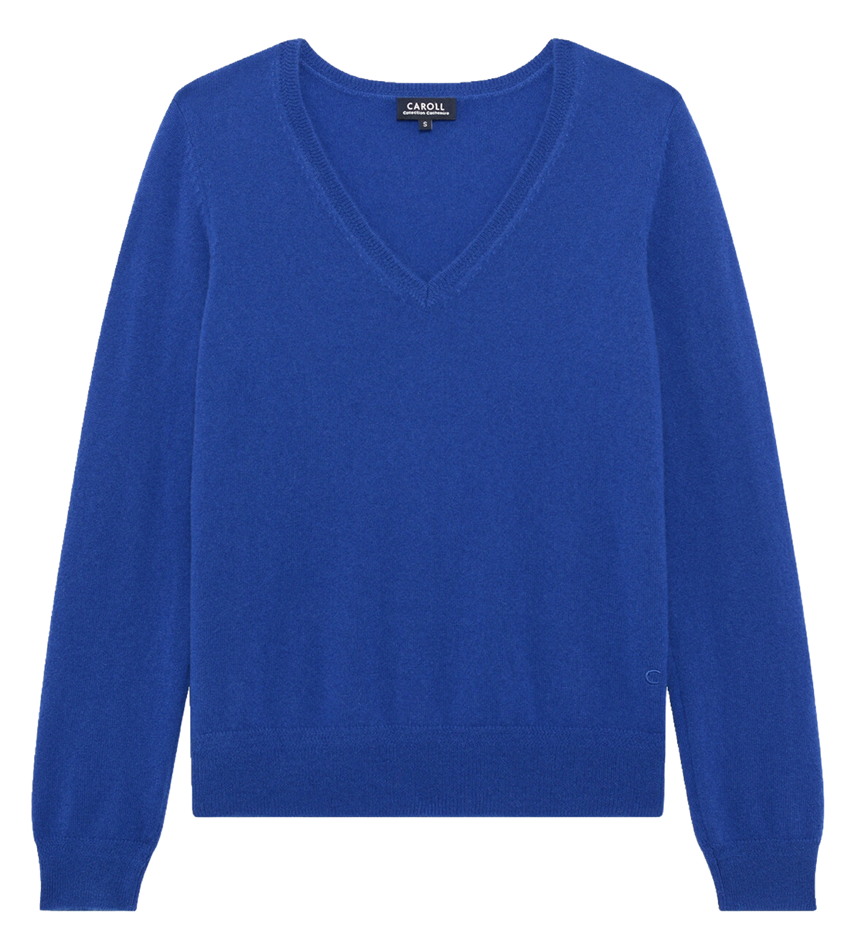 Pull cintré col V en cachemire CAROLL Bleu