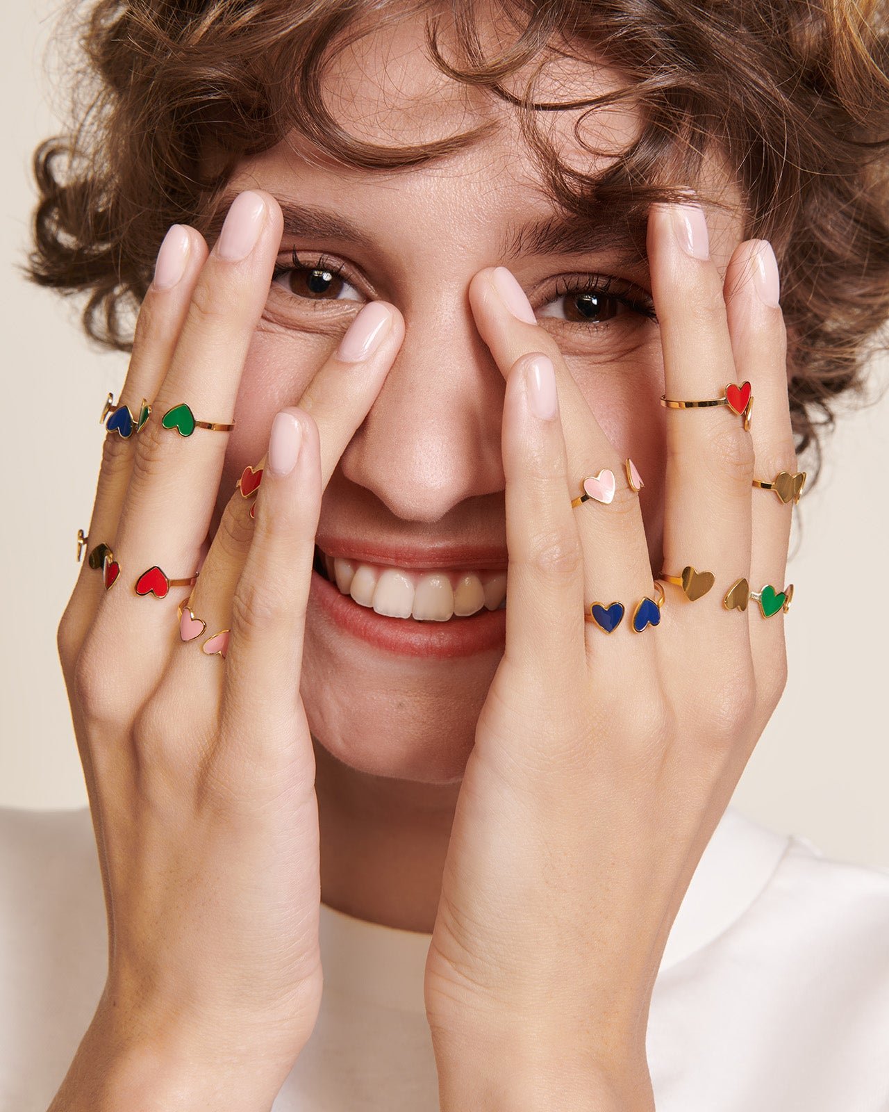 The ring with two colored hearts EMOI EMOI Blue