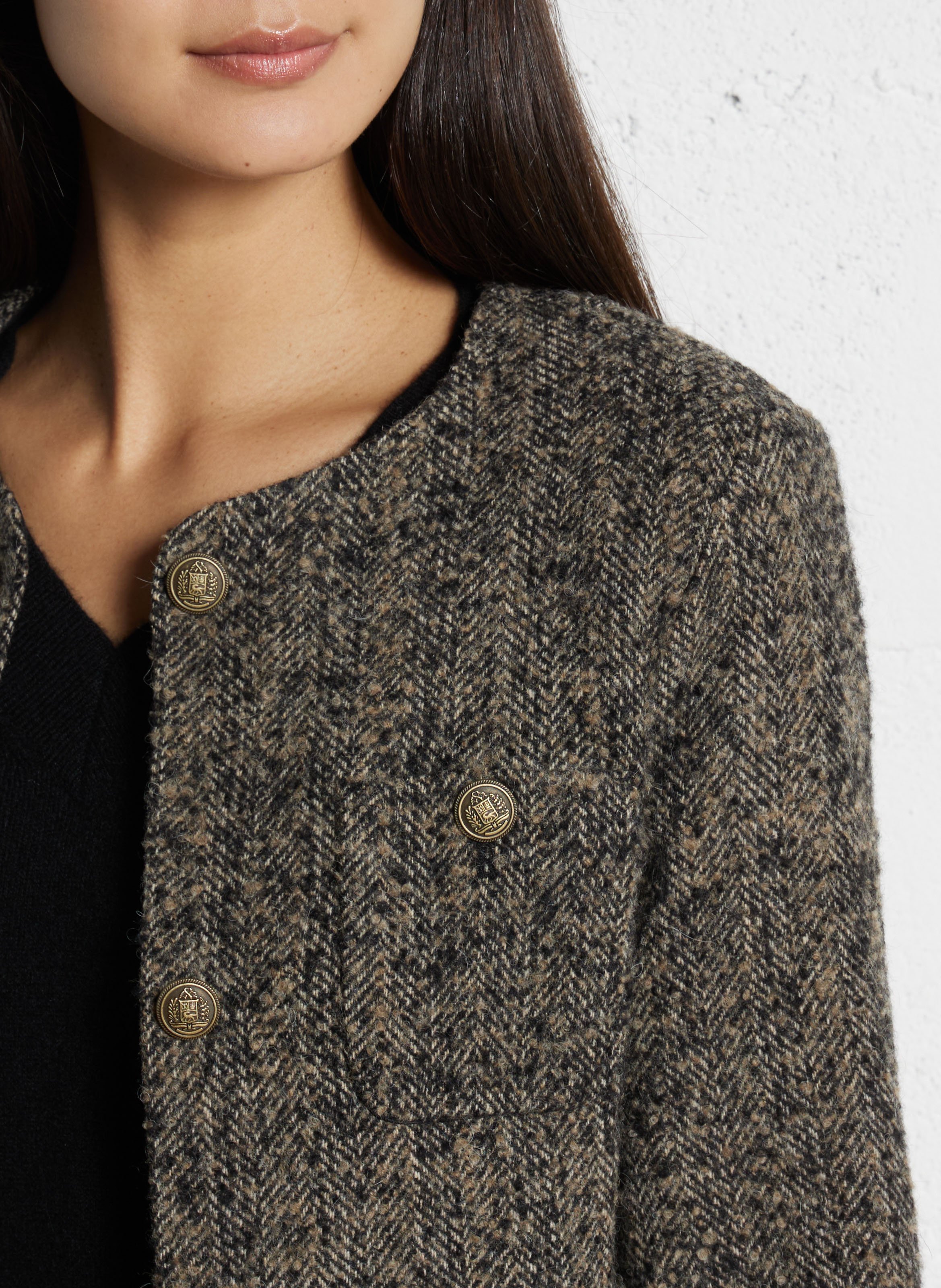 Short buttoned jacket in blended wool MAISON 123 Grey