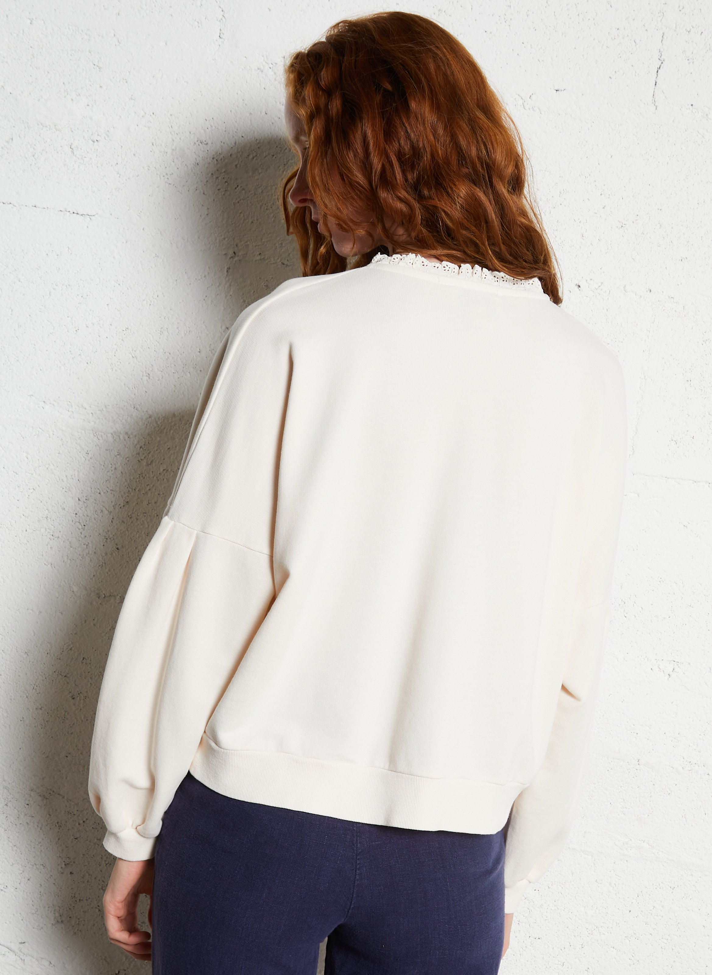 Sweat col rond en coton bio mélangé EMILE ET IDA Beige