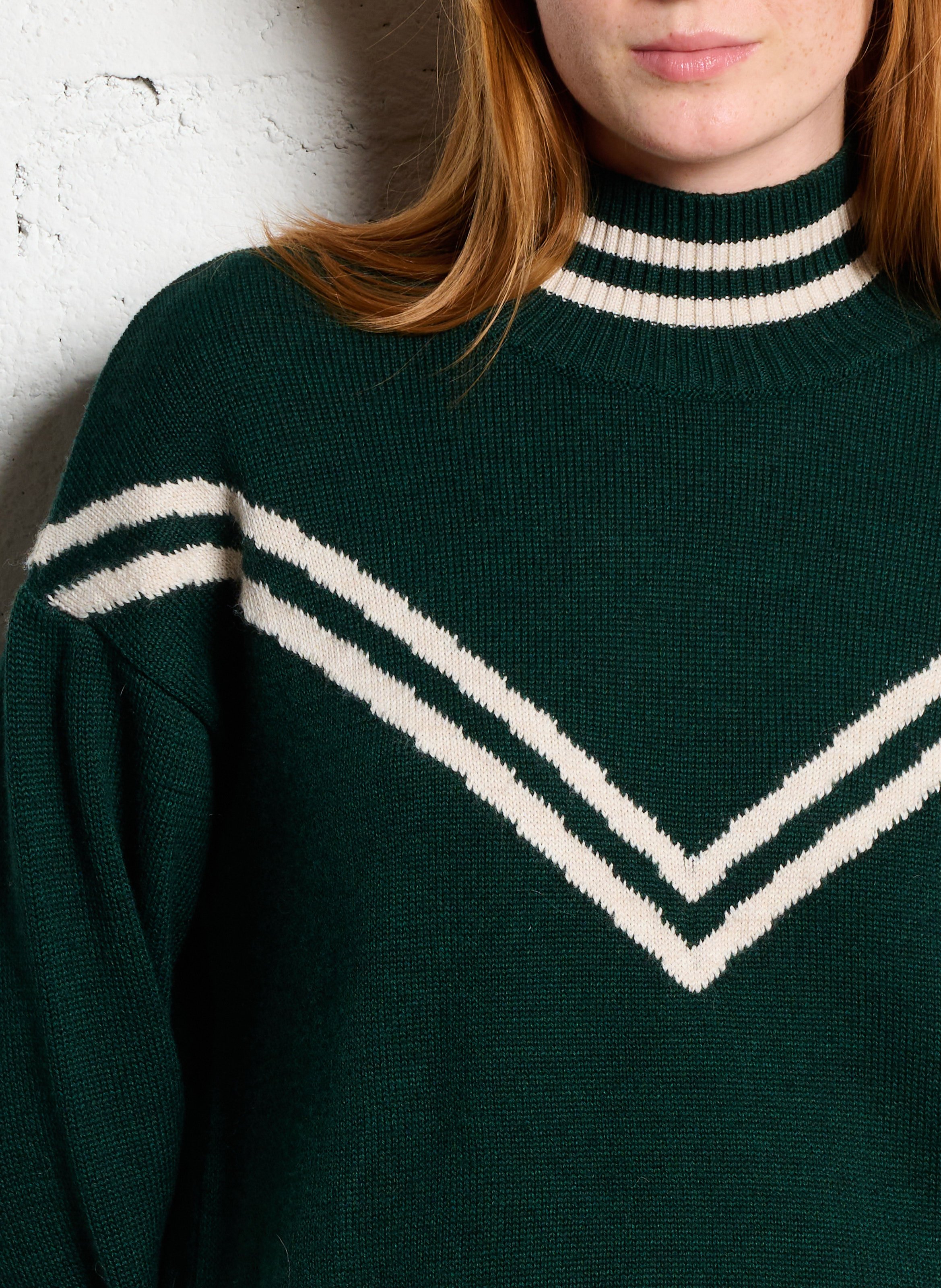 Maglione oversize con collo alto in cotone e lana I CODE Verde