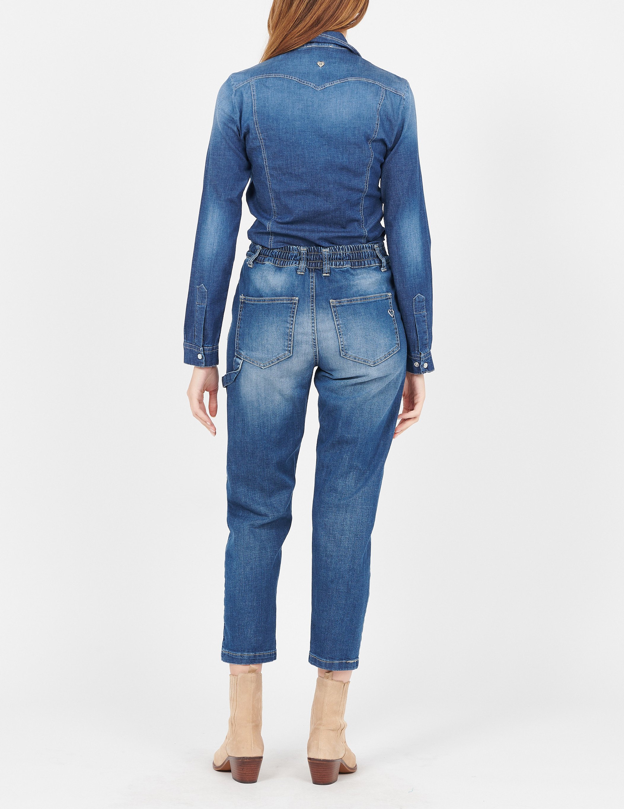 Straight cotton denim pants PLEASE Blue