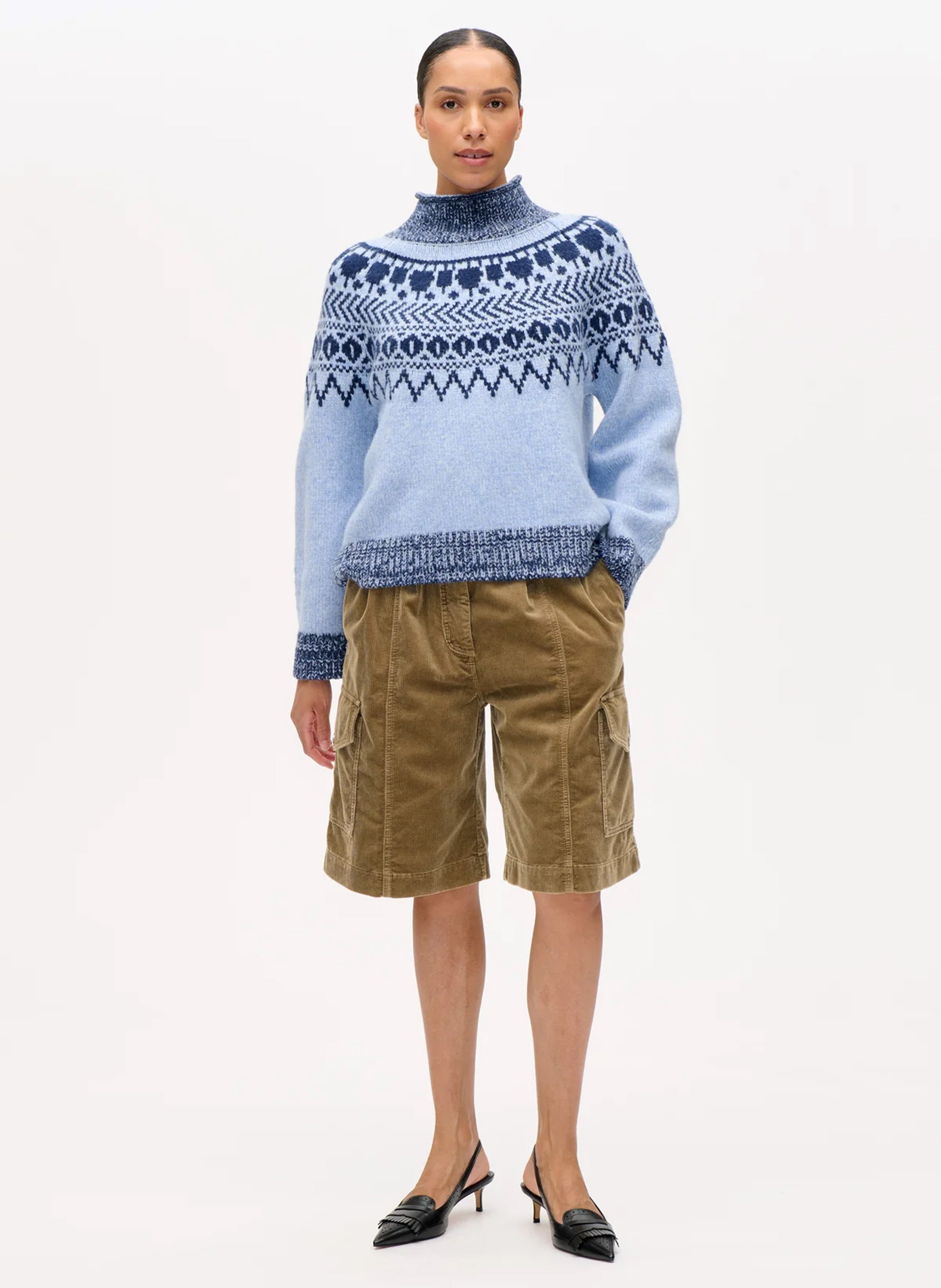 Pull droit col montant en maille jacquard BAUM UND PFERDGARTEN Bleu