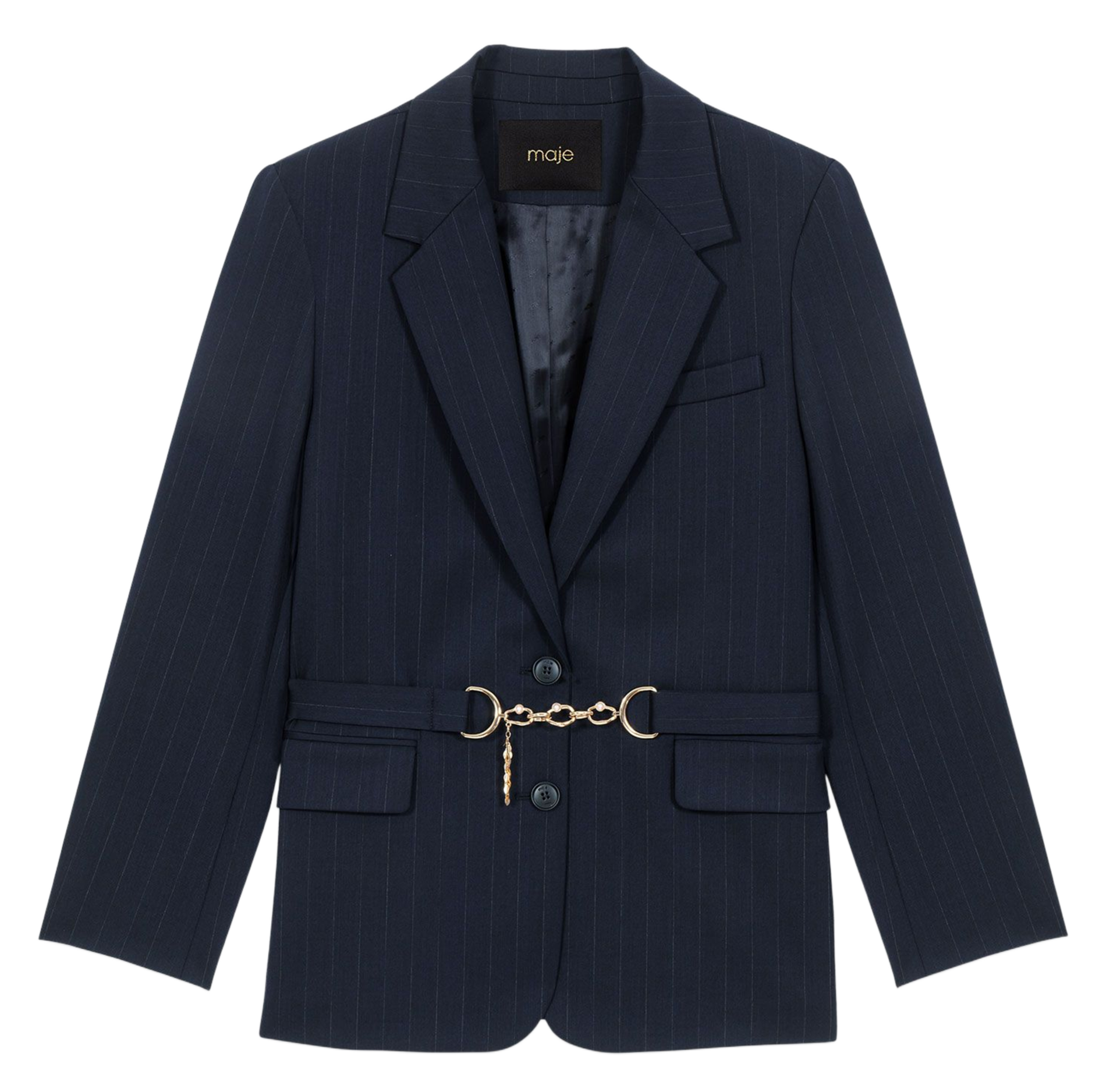 Veste tailleur droite en laine mélangée MAJE Bleu