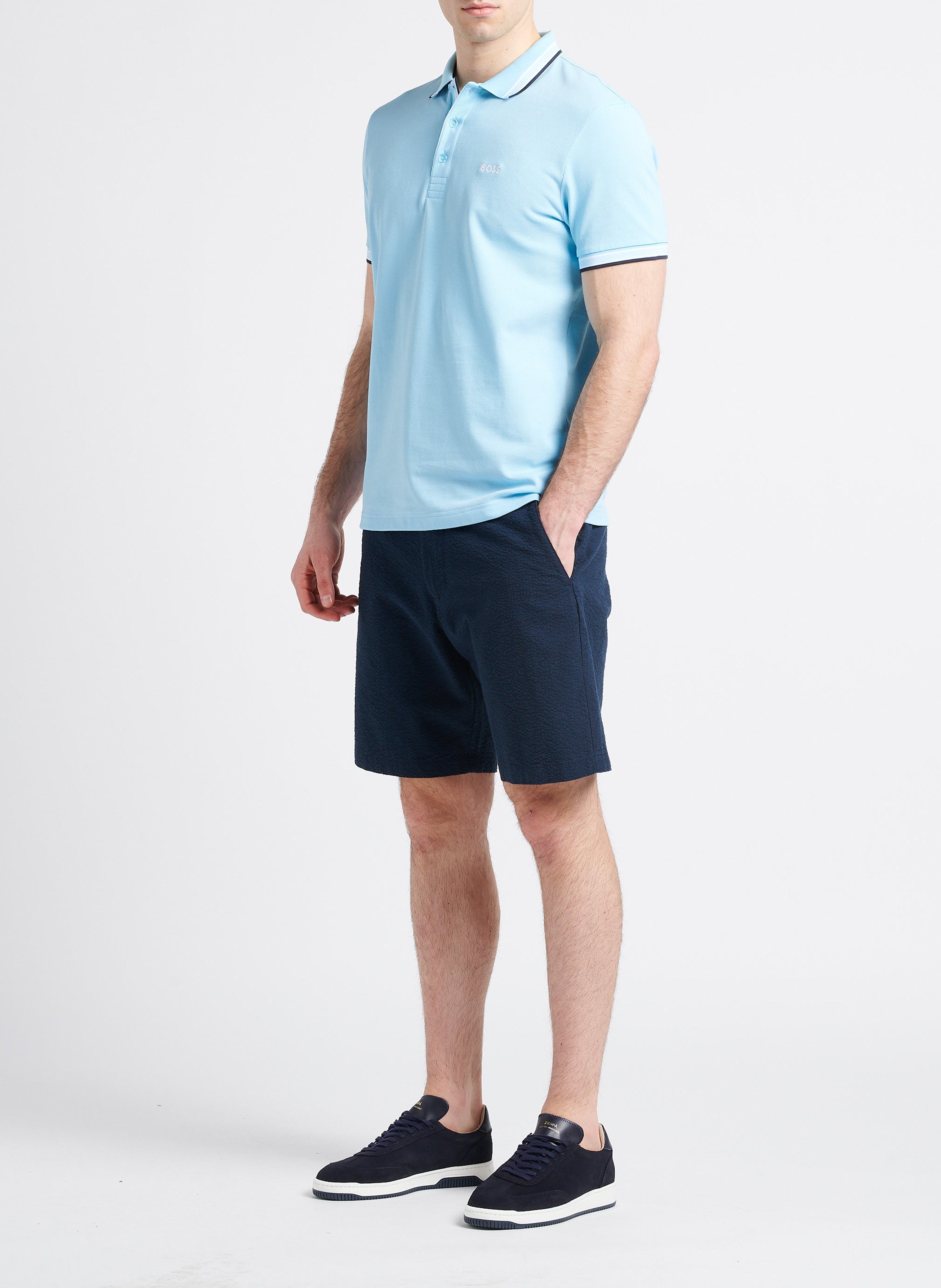 Strukturierte Shorts aus Bio-Baumwoll-Mix SELECTED Blau
