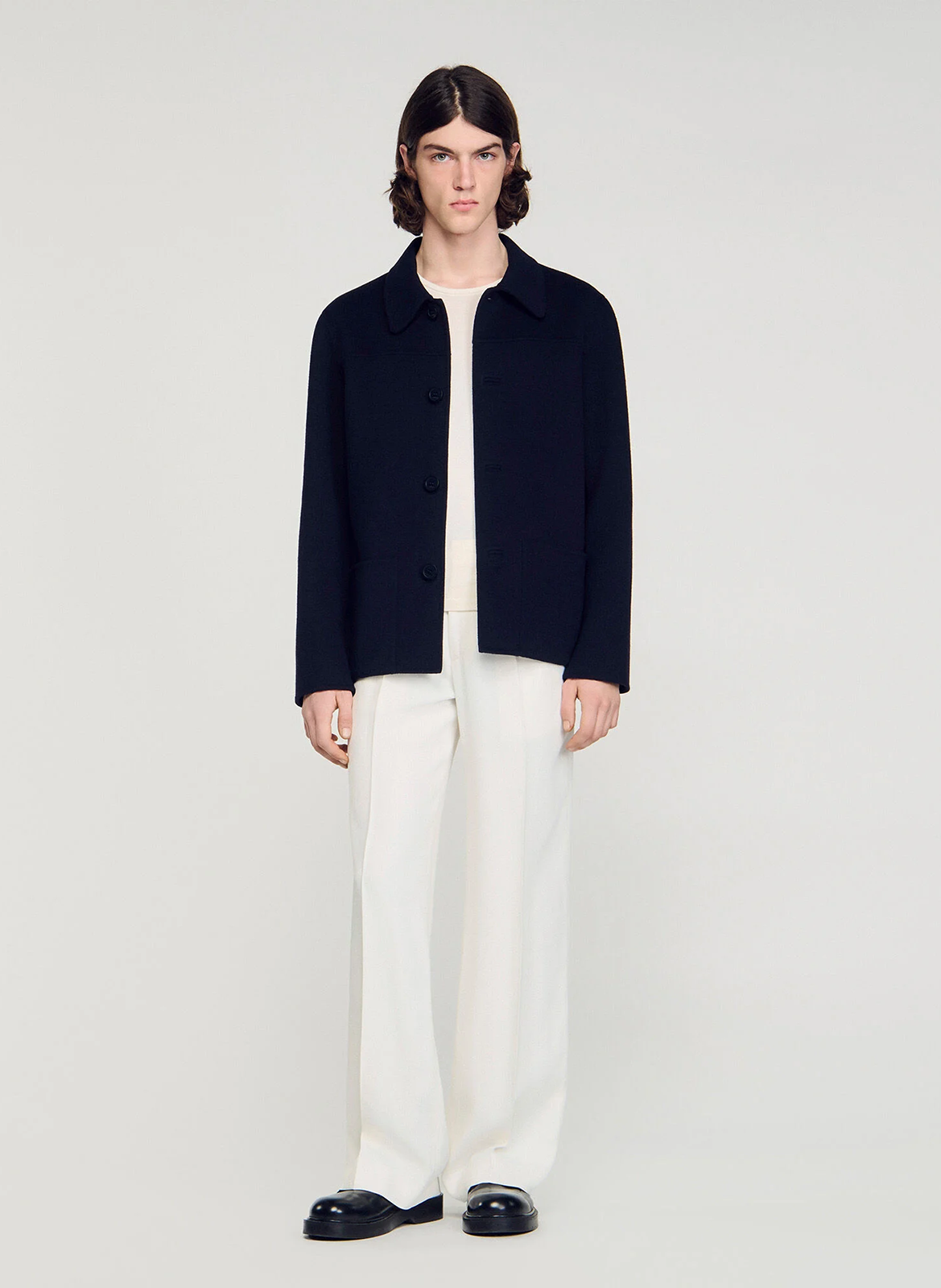 Jack van wolmix met klassieke kraag SANDRO Blauw