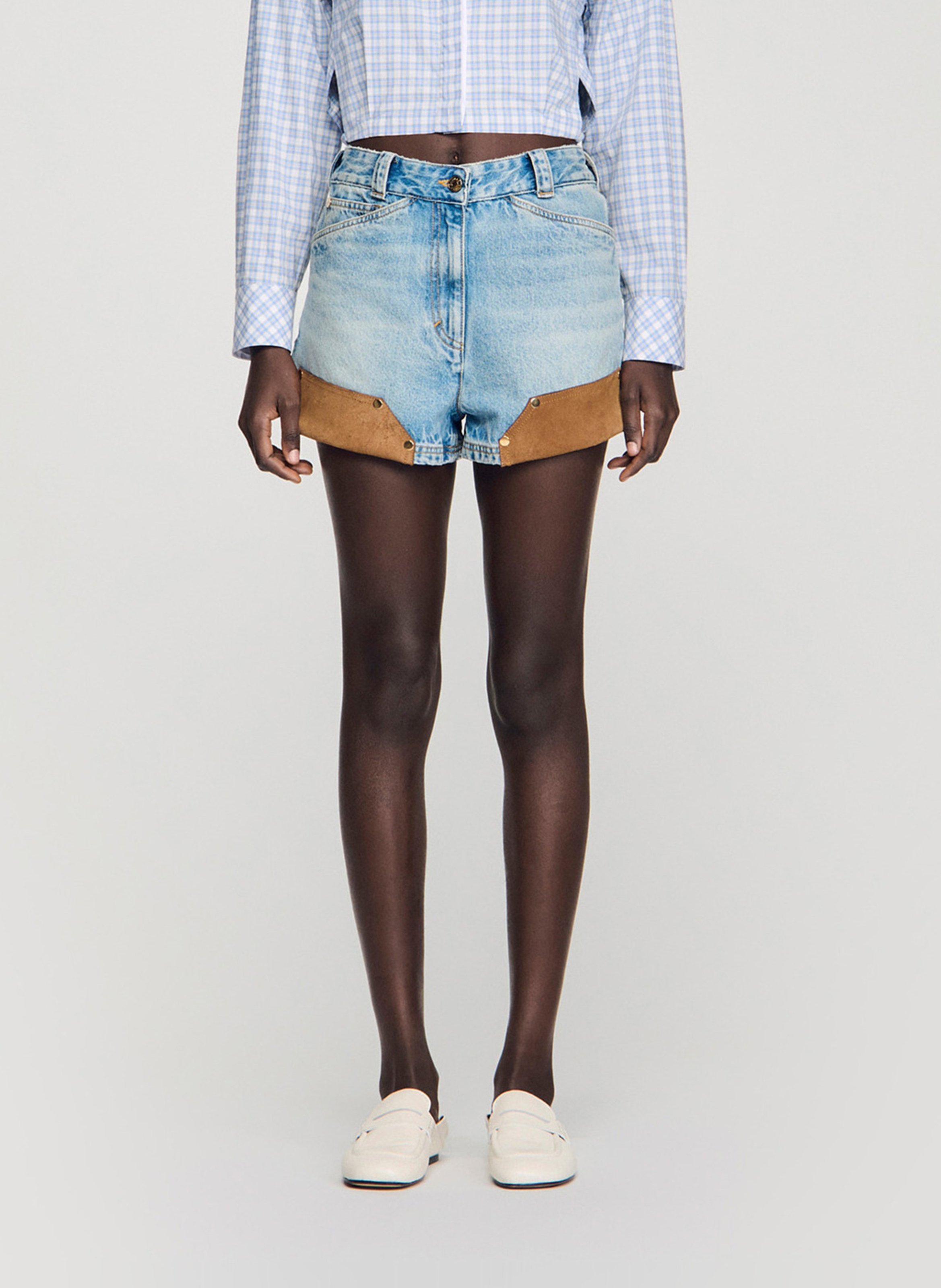 Straight cotton shorts SANDRO Blue