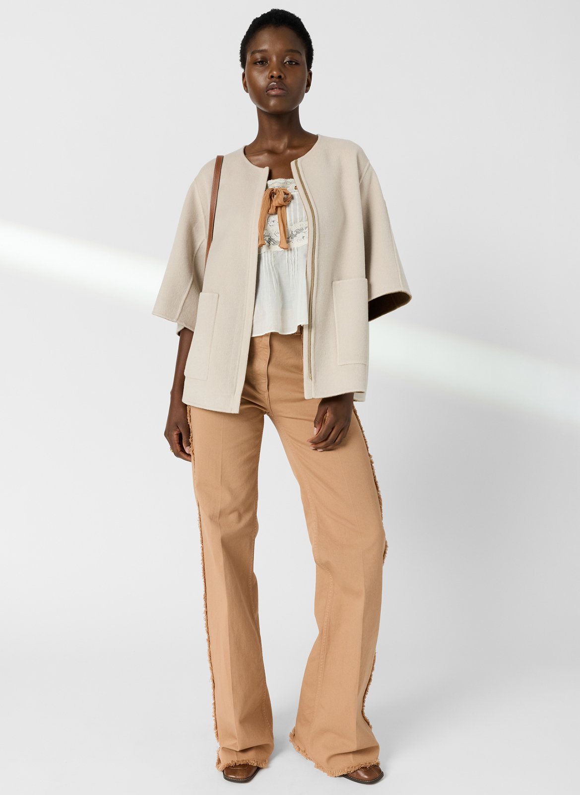 Manteau court réversible en laine GERARD DAREL Marron