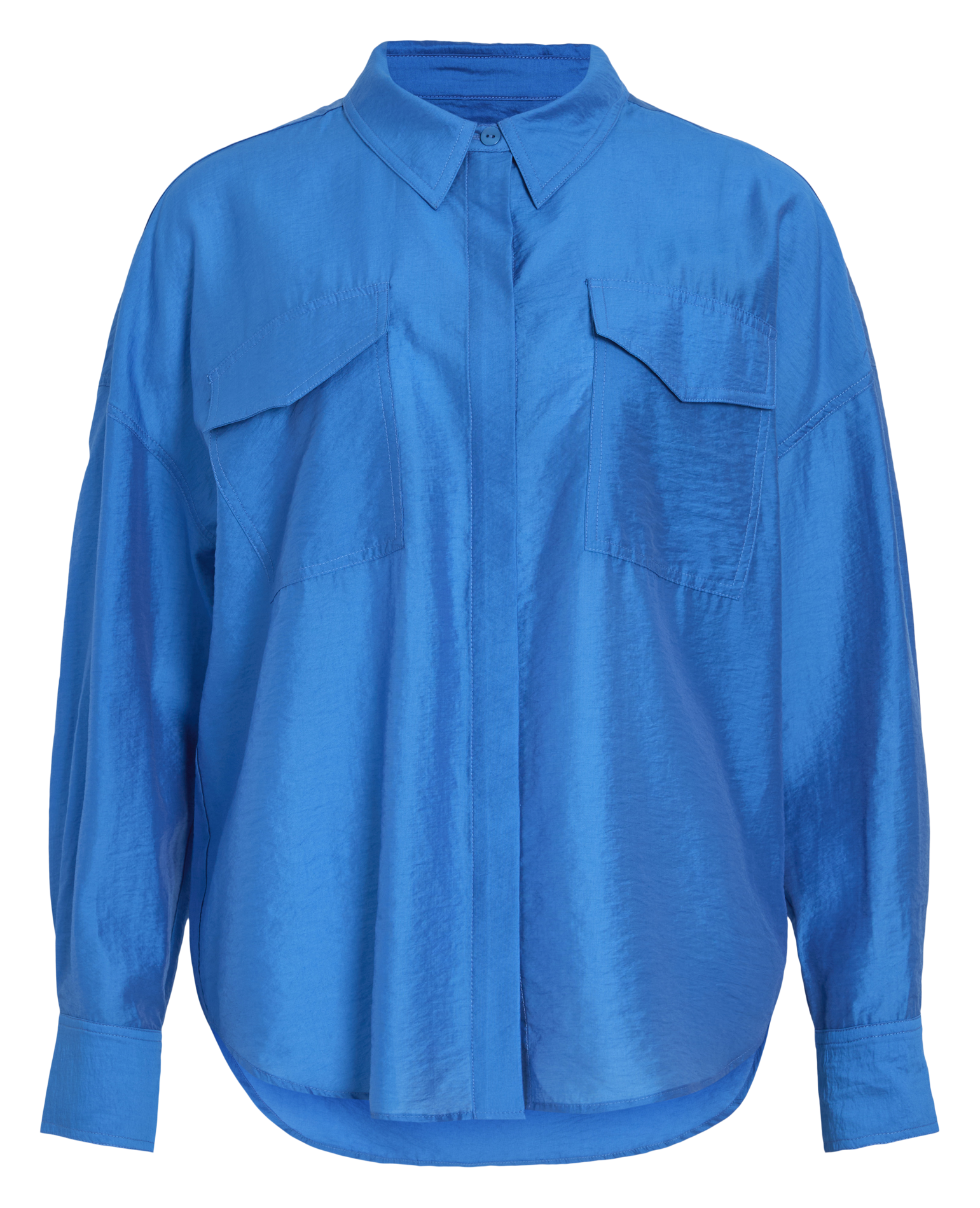 Chemise oversize col classique satinée ROUGE EDIT Bleu
